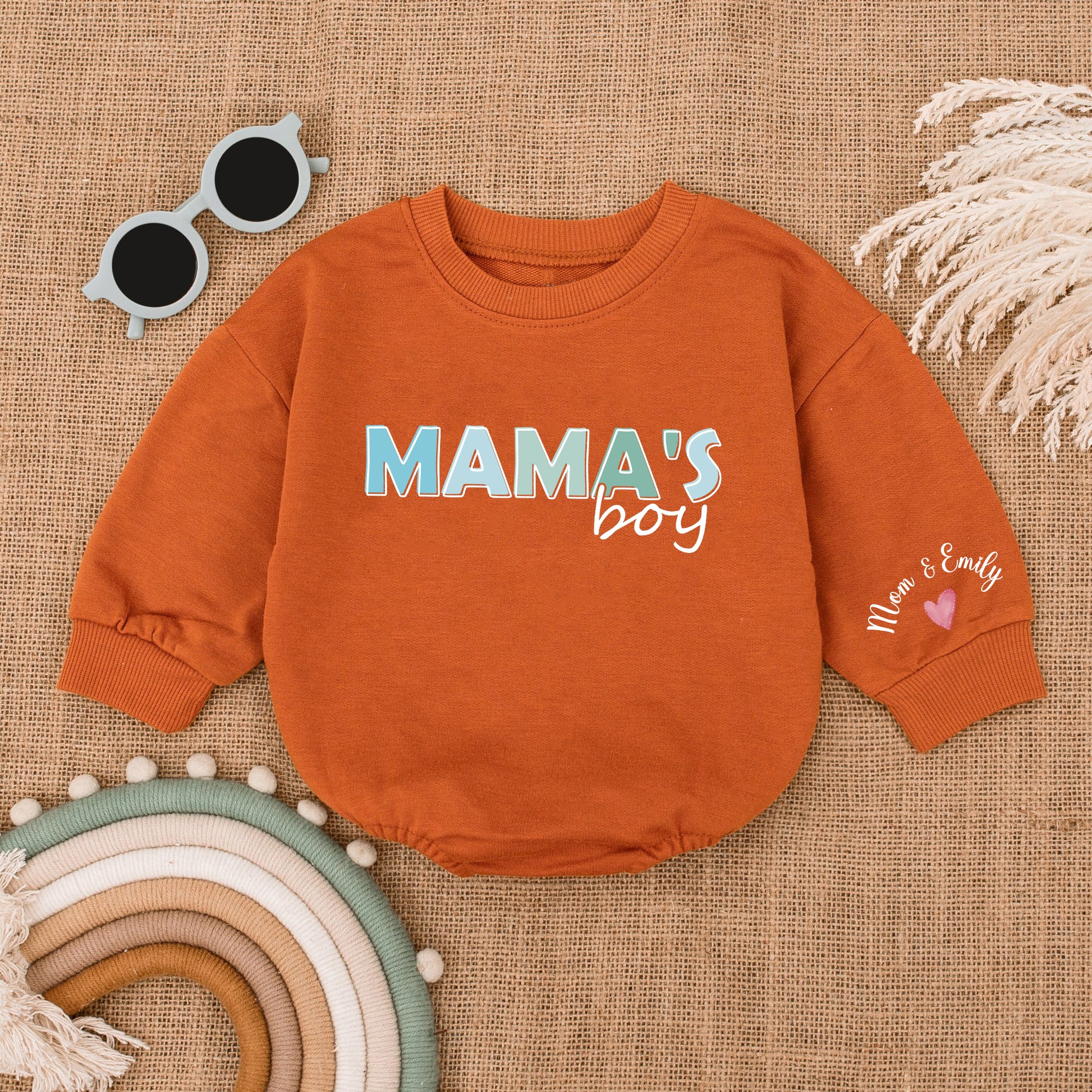 Baby Bodysuit Romper Long Sleeve Customize Mama's Boy Personalized Custom Babysuit - Gift For Baby & Mom - LuthCreative