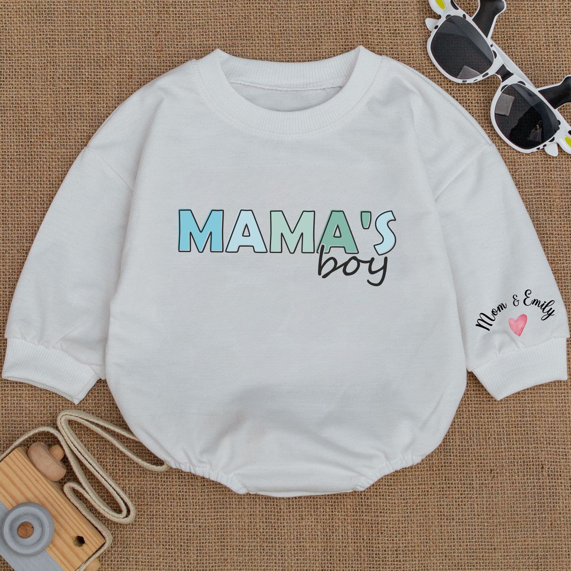 Baby Bodysuit Romper Long Sleeve Customize Mama's Boy Personalized Custom Babysuit - Gift For Baby & Mom - LuthCreative