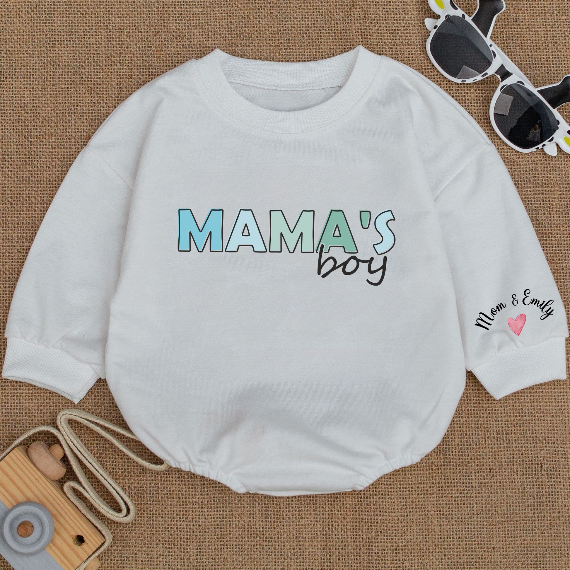 Baby Bodysuit Romper Long Sleeve Customize Mama's Boy Personalized Custom Babysuit - Gift For Baby & Mom - LuthCreative