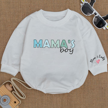 Baby Bodysuit Romper Long Sleeve Customize Mama's Boy Personalized Custom Babysuit - Gift For Baby & Mom - LuthCreative