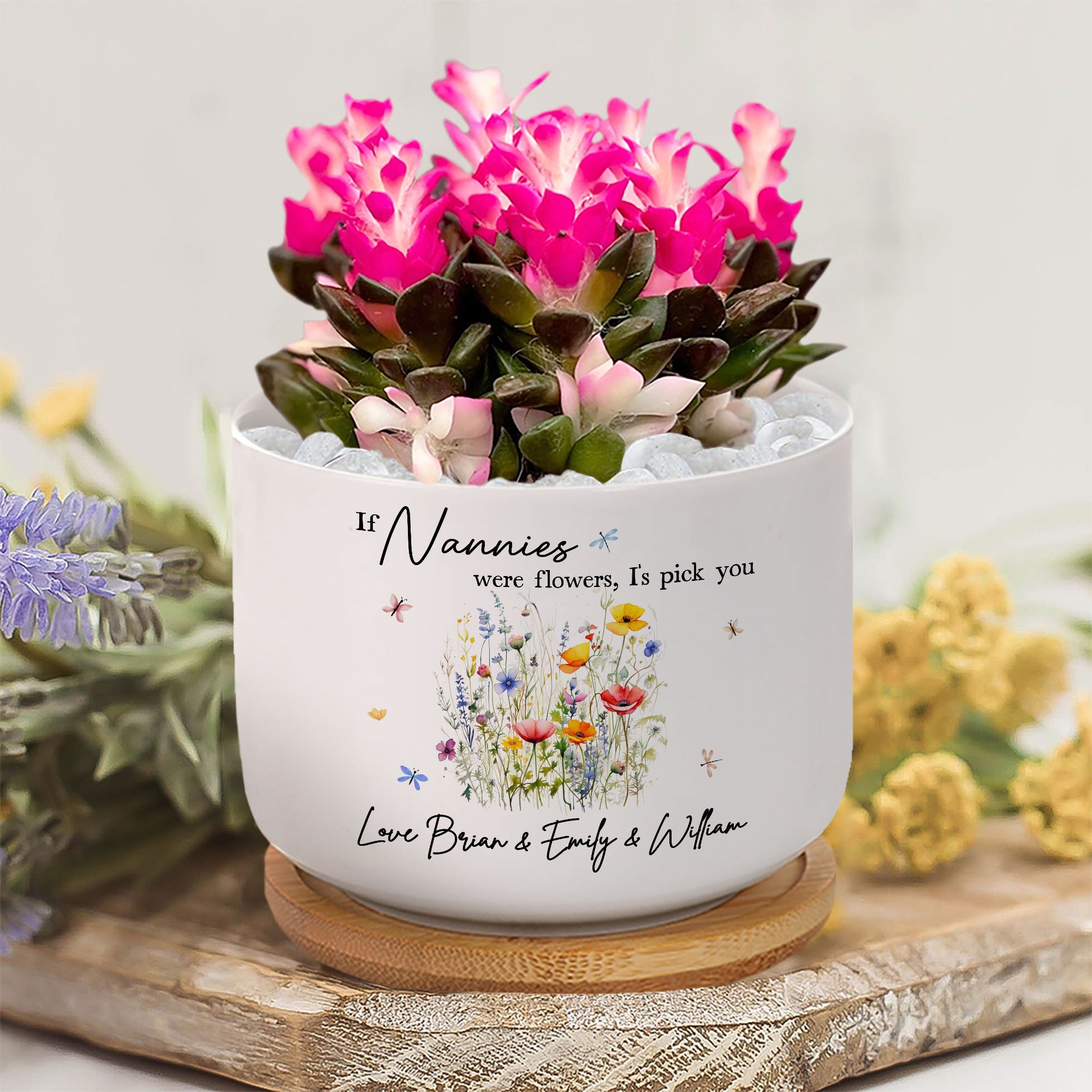 A Blooming Love for My Nanny: If Nannies Were Flowers, I'd Pick You – Birth Month Flower Custom Name Ceramic Plant Pot