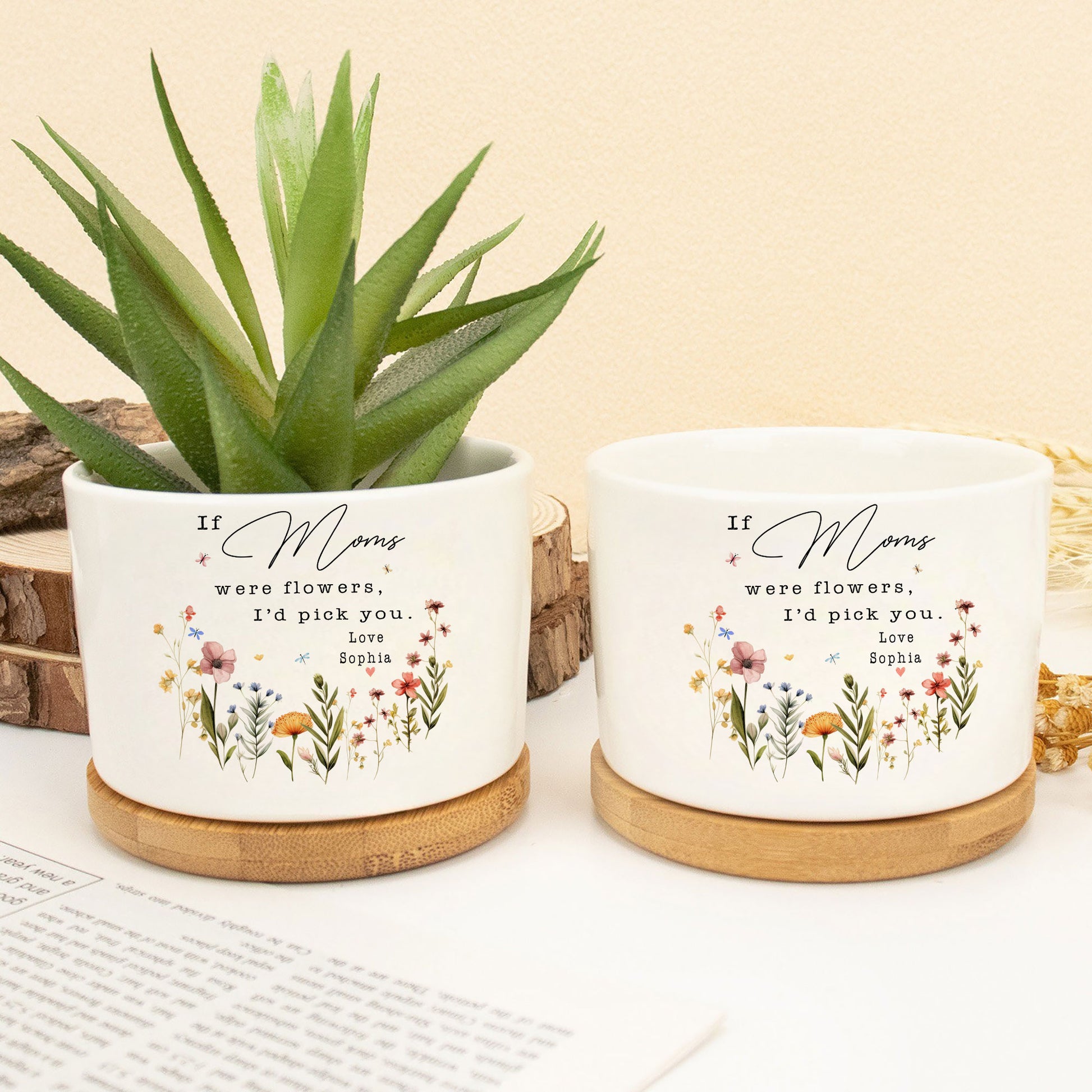 A Bouquet of Love: If Mom Were Flowers, I'd Pick You – Birth Month Flower Custom Name Ceramic Plant Pot