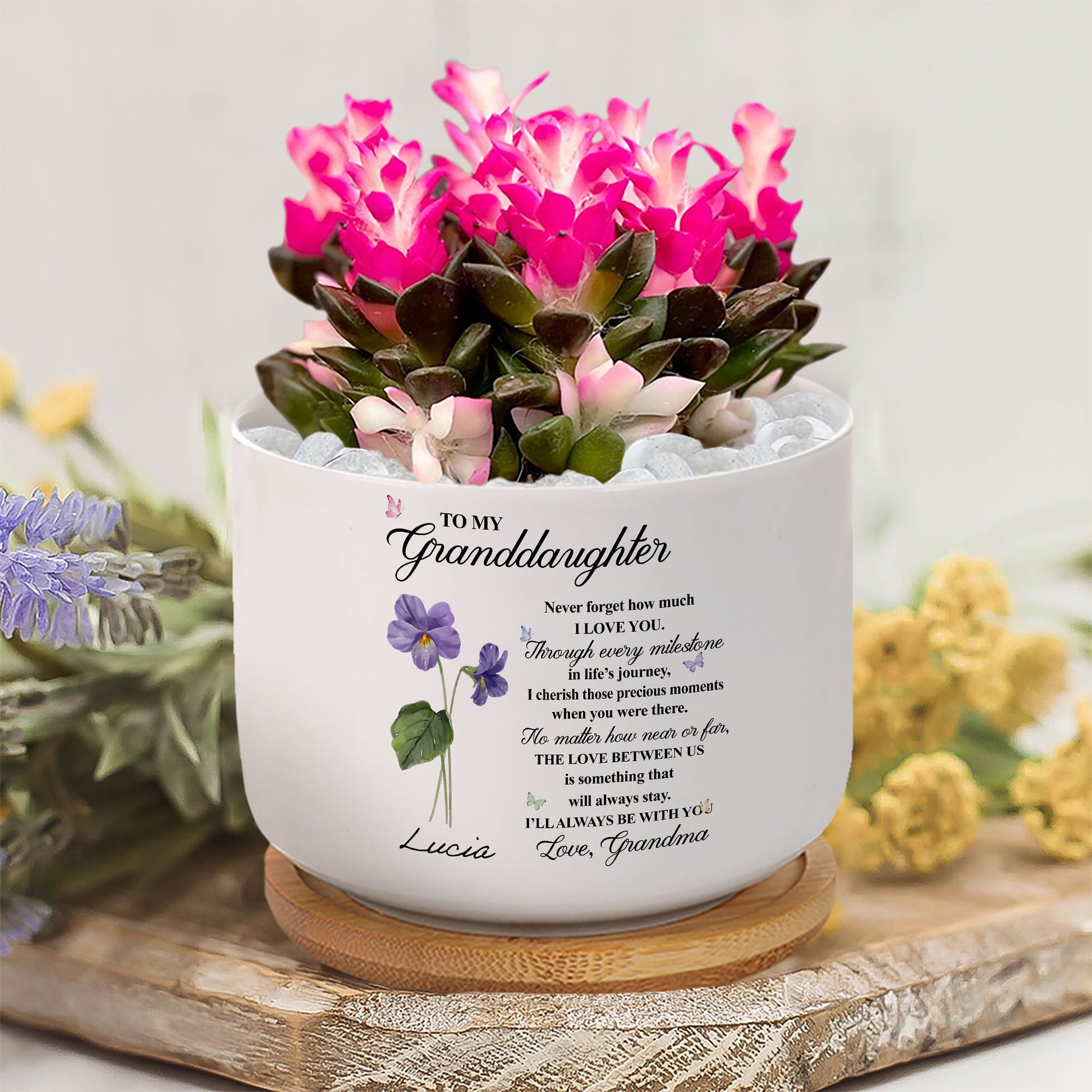 A Cherished Reminder: Granddaughter's Birth Month Ceramic Plant Pot