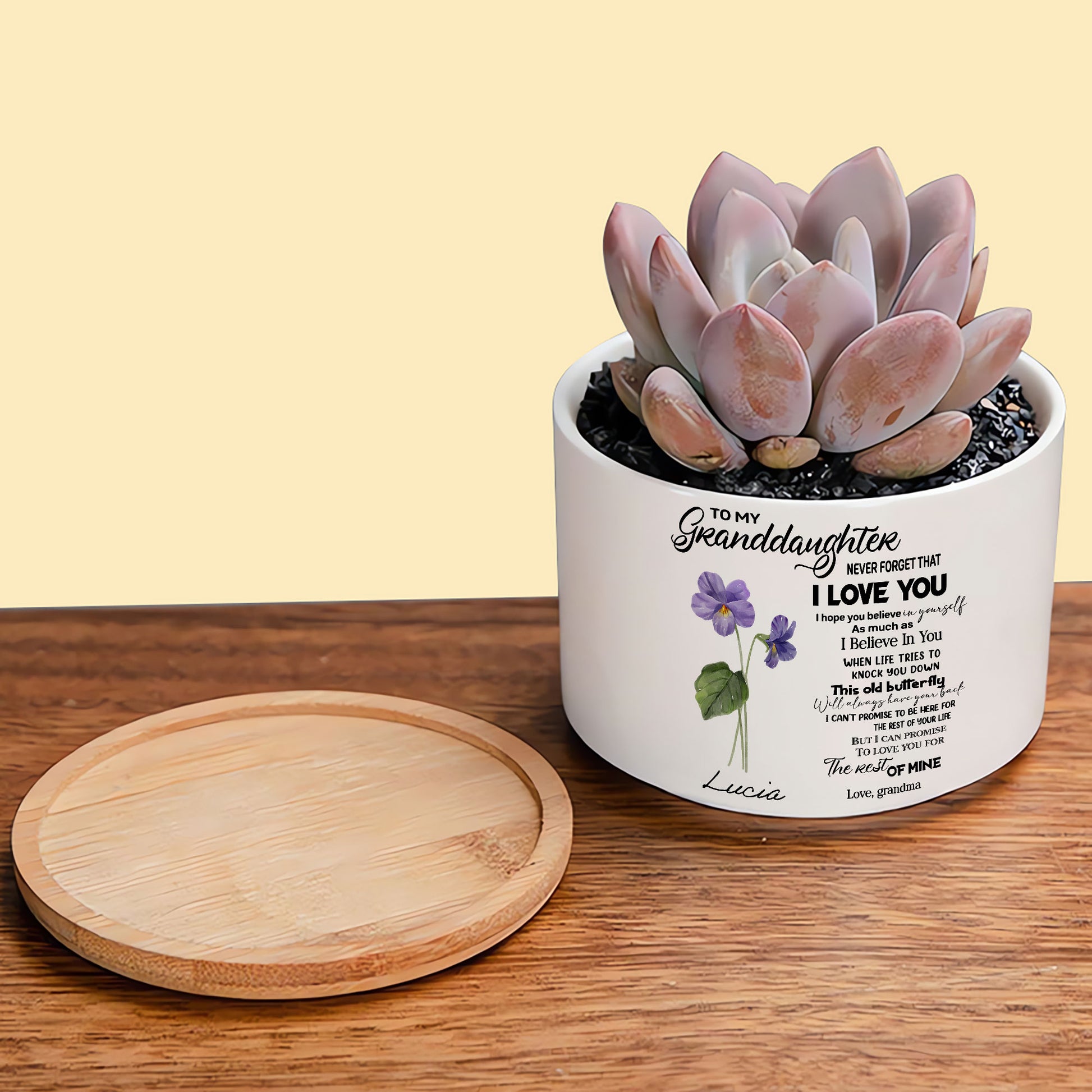 A Gift of Love and Wisdom: To My Granddaughter Birth Flower Personalized Plant Pot