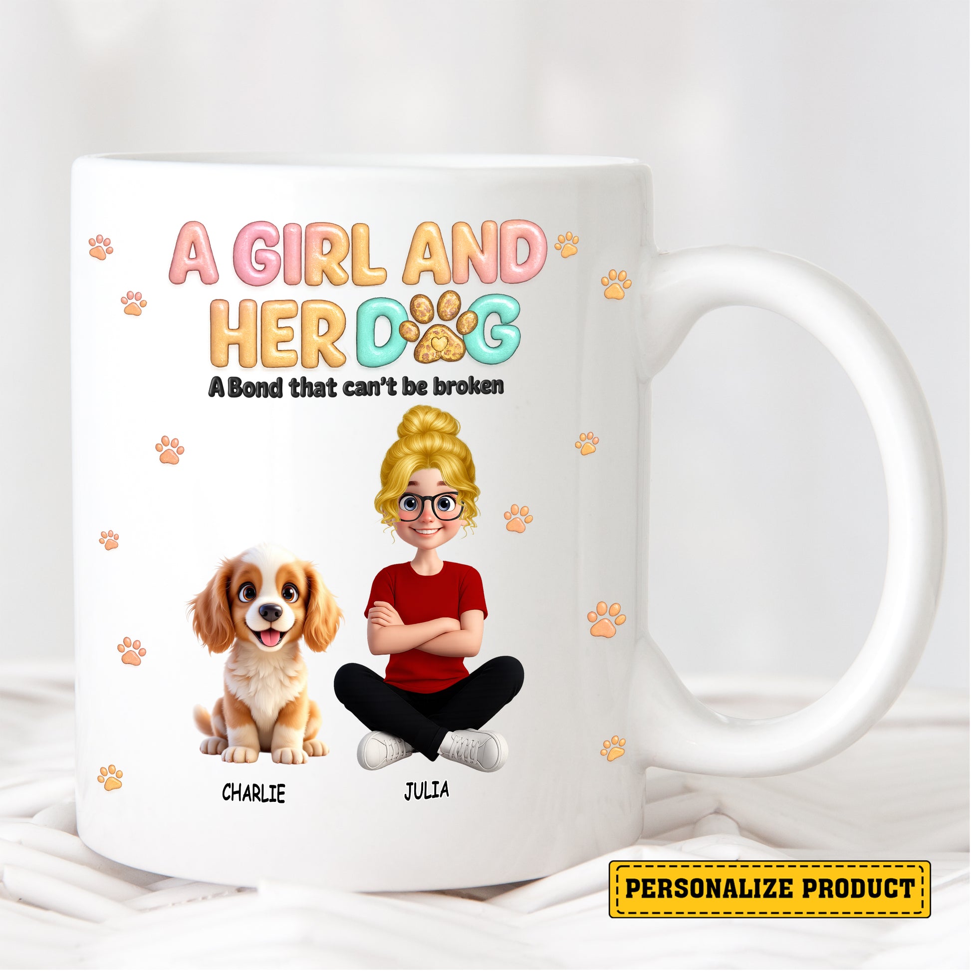 "A Girl and Her Dog" Custom Mug - Personalized Gift for Dog Lover Girl