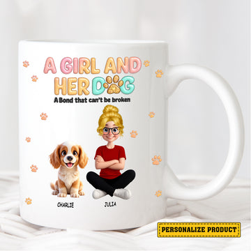 "A Girl and Her Dog" Custom Mug - Personalized Gift for Dog Lover Girl