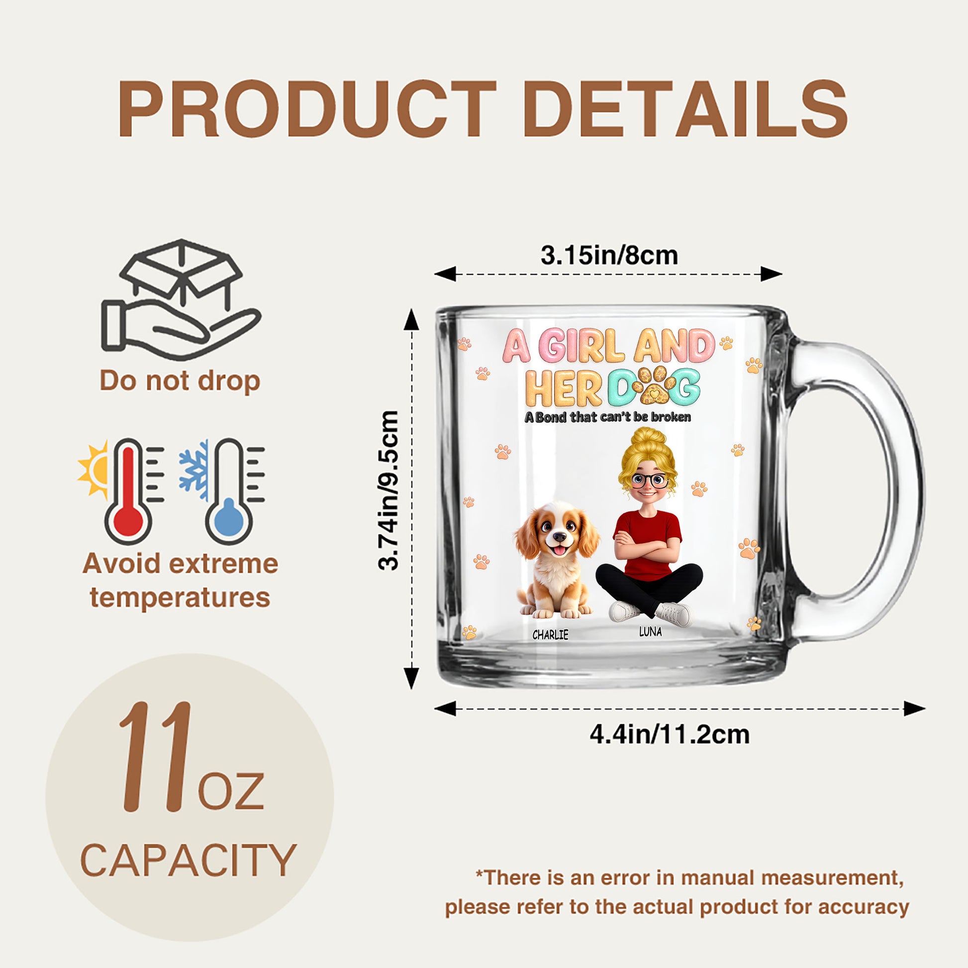 A Girl and Her Dog: Personalized Glass Mug Celebrating Your Unbreakable Bond
