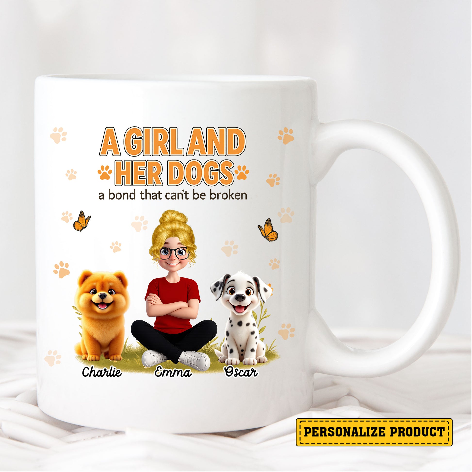 A Girl and Her Dogs Custom Mug – Perfect Gift for Dog Moms Who Love Their Pets Like Family and Want to Show It Every Day