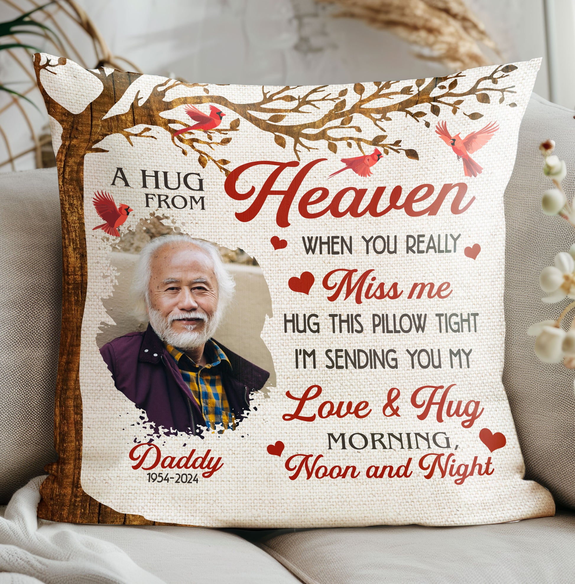 A Hug From Heaven When You Really Miss Me Personalized Pillow - Custom Photo Memorial Gift
