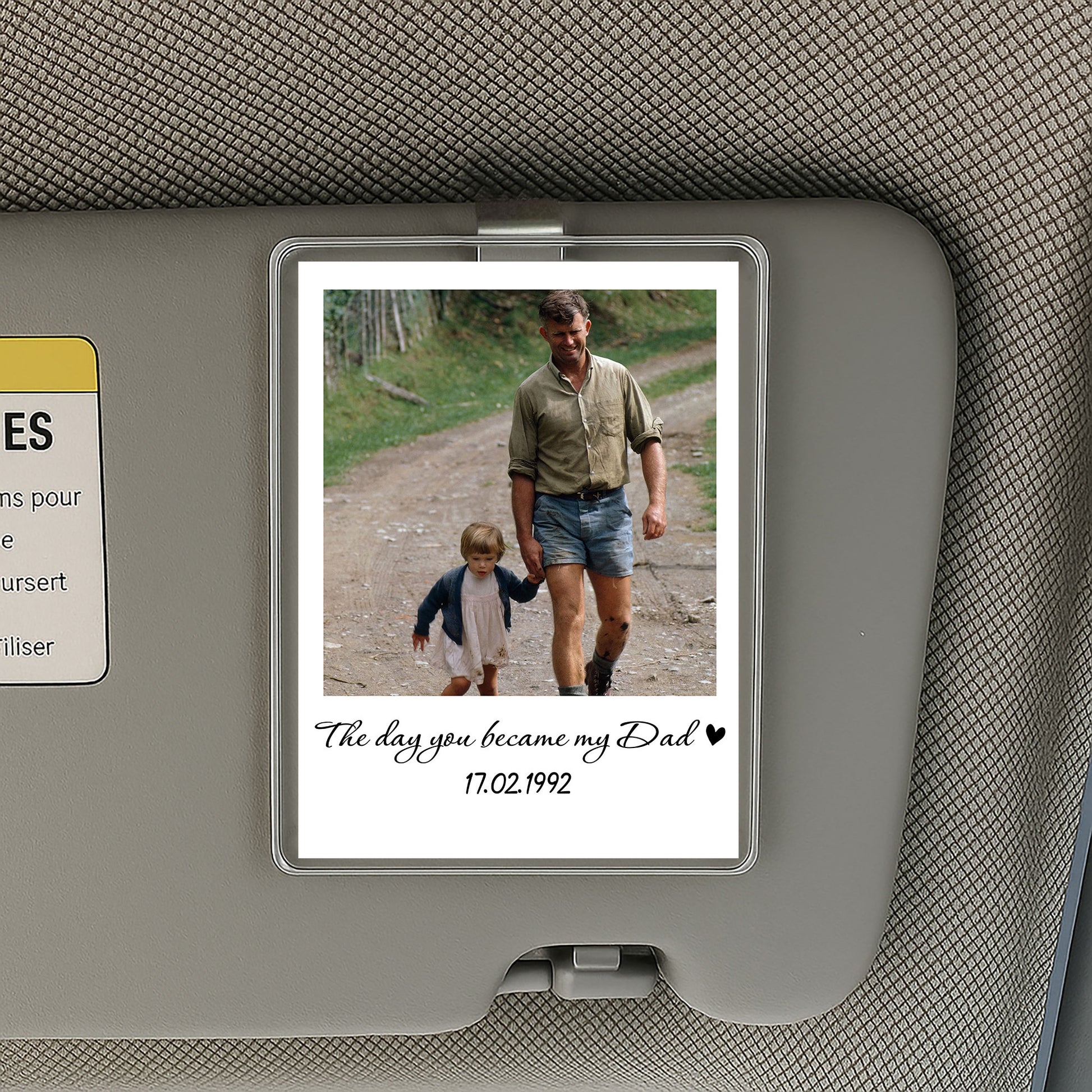 Acrylic Car Visor Clip for Dad – Custom Photo and Date – “The Day You Became My Dad” Personalized Father’s Day Gift from Son or Daughter

