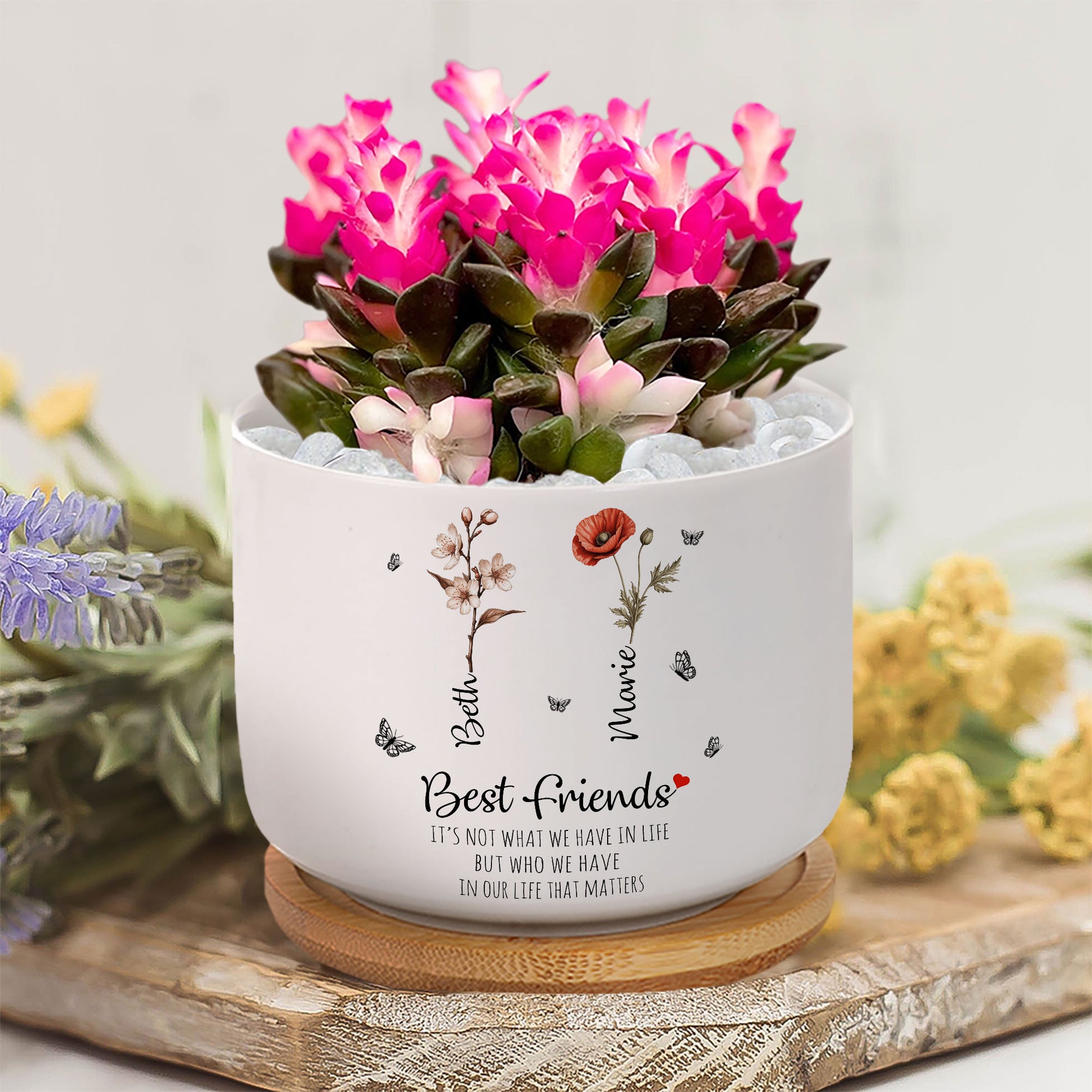 Best Friends: A Birth Flower Personalized Plant Pot That Celebrates True Friendship