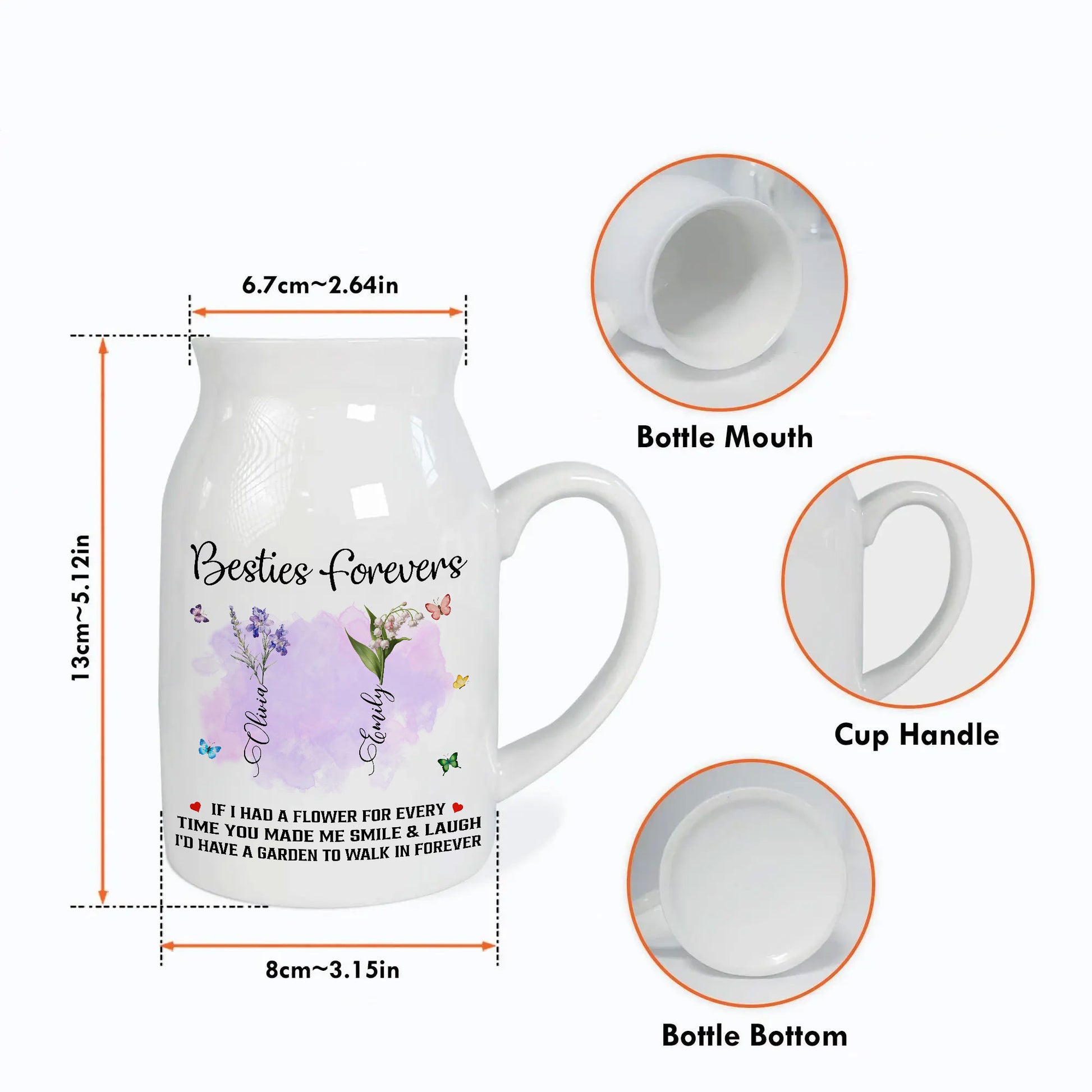Besties Forever If I Had A Flower Birth Month Flower Personalized Ceramic Vase