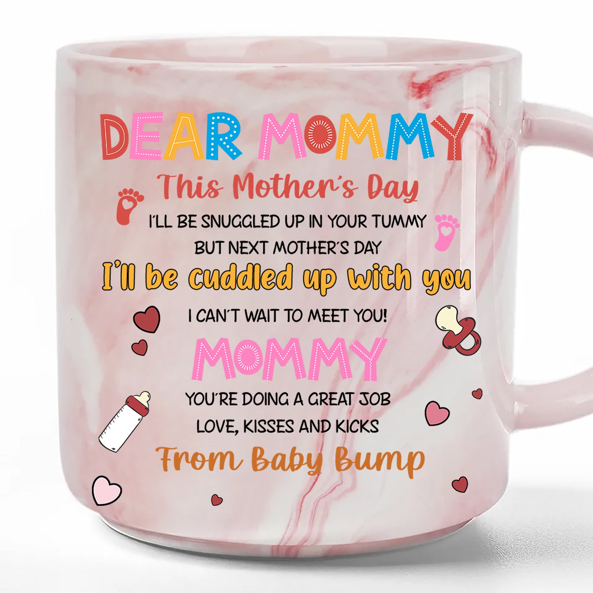 Celebrate Motherhood: Personalized Marble Mug with Ultrasound Photo