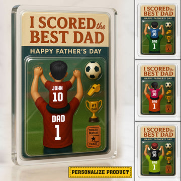 Celebrate Your #1 Dad with This Personalized Soccer-Themed Acrylic Gift – Custom Names & 3D Father’s Day Decor

