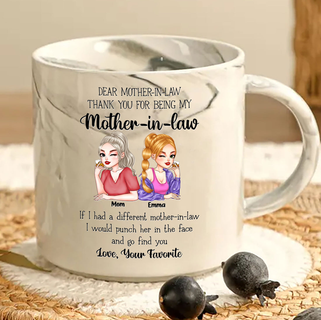 Thank You For Being My Mother-in-law - Personalized Marble Mug - Mother's Day Gift (X)
