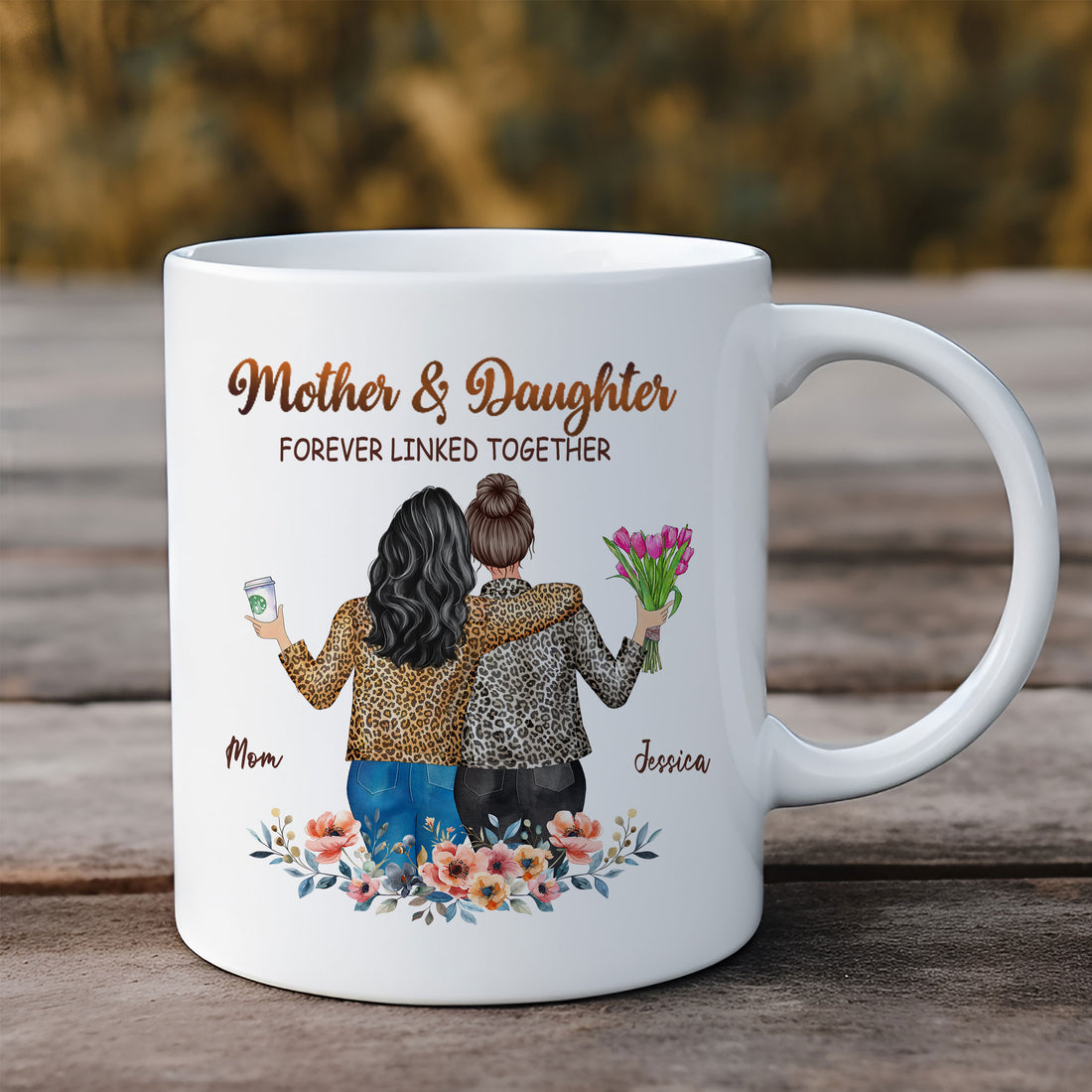 Celebrate the eternal link between a mother and daughter with this beautiful 'Mother And Daughter Forever Linked Together' White Ceramic Mug. Choose the perfect size and create a personalized mug that will be cherished by both!