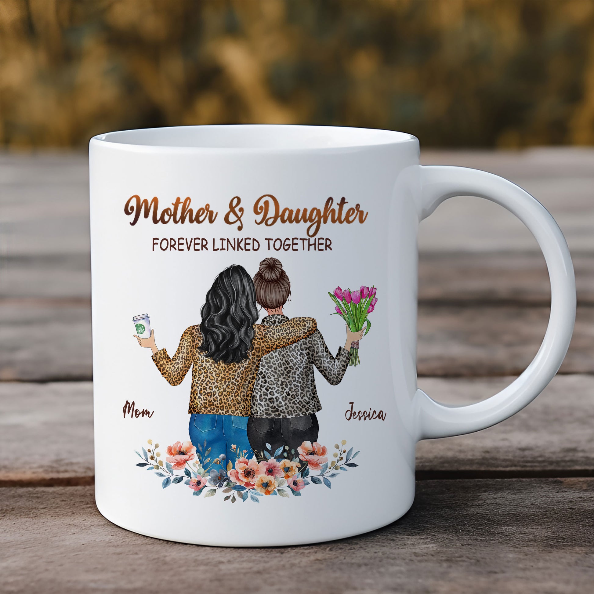 Celebrate the eternal link between a mother and daughter with this beautiful 'Mother And Daughter Forever Linked Together' White Ceramic Mug. Choose the perfect size and create a personalized mug that will be cherished by both!