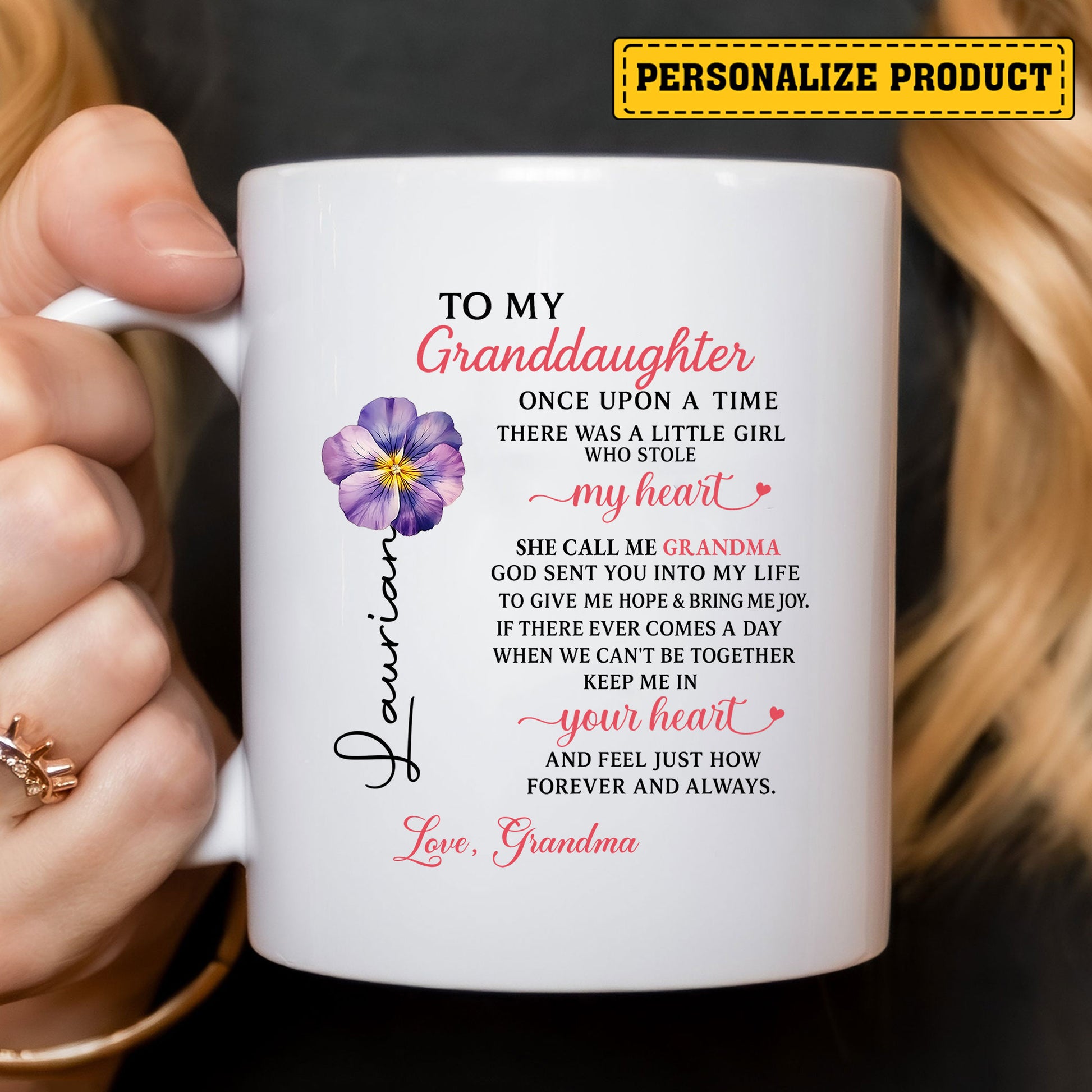 Ceramic Coffee Mug Gift for Granddaughter – A Special Message from Grandma She’ll Hold Close to Her Heart

