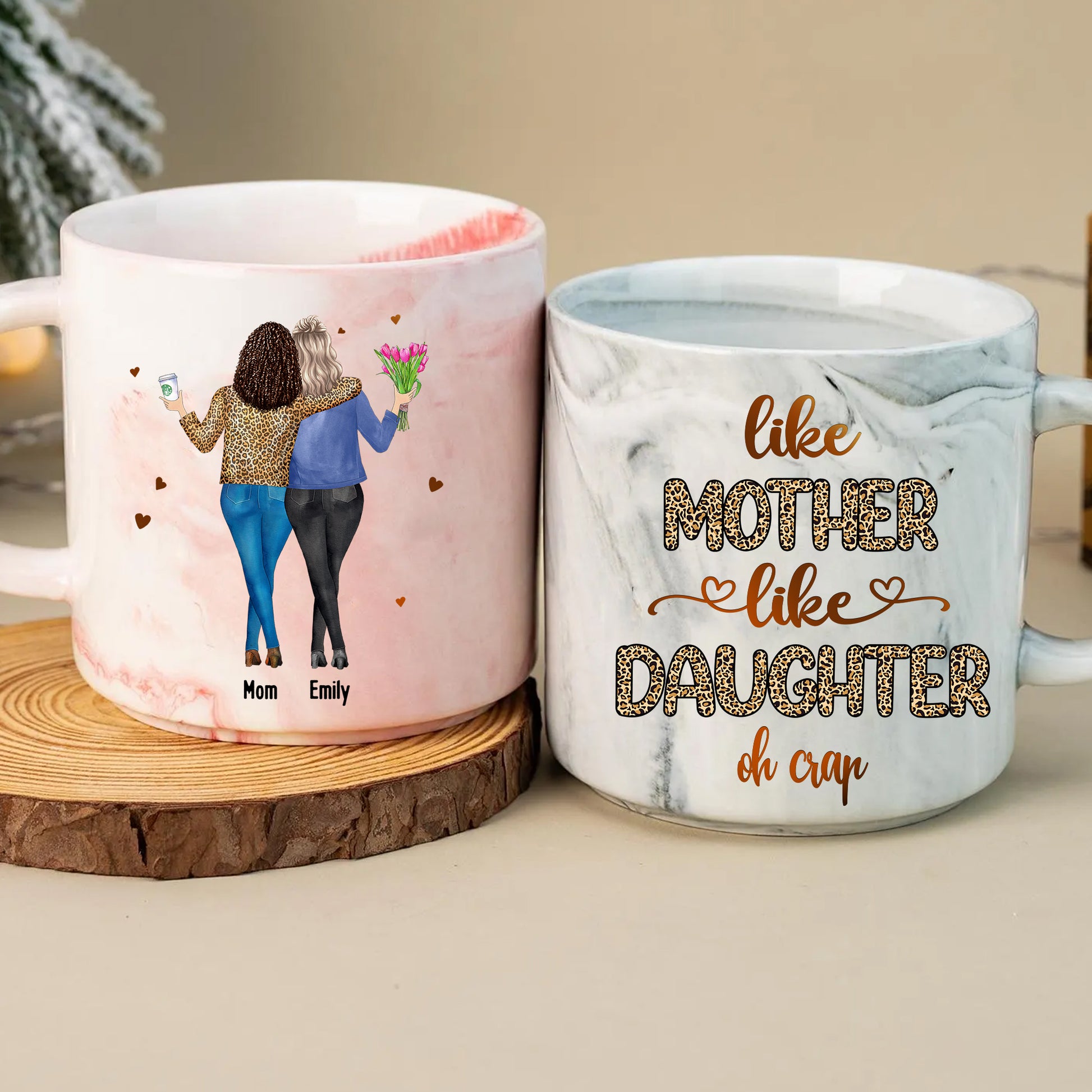 Cherish Your Relationship: Custom Marble Mug for Mother and Daughter
