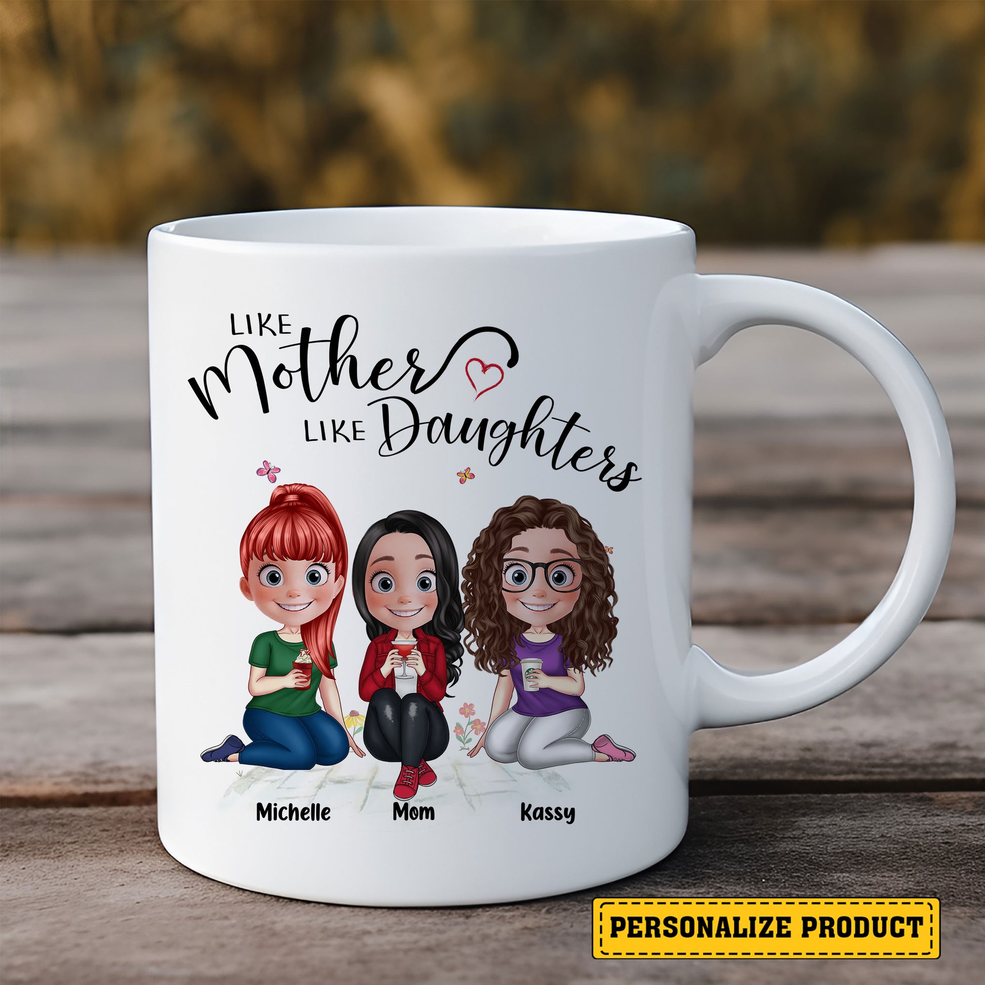 Create Your Unique Family Mug: Personalized Mother & Daughters Design

