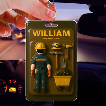 Custom Acrylic Car Ornament for Dad – Funny Miner Father’s Day Gift for Men in Mining, Coal, or Excavation Work