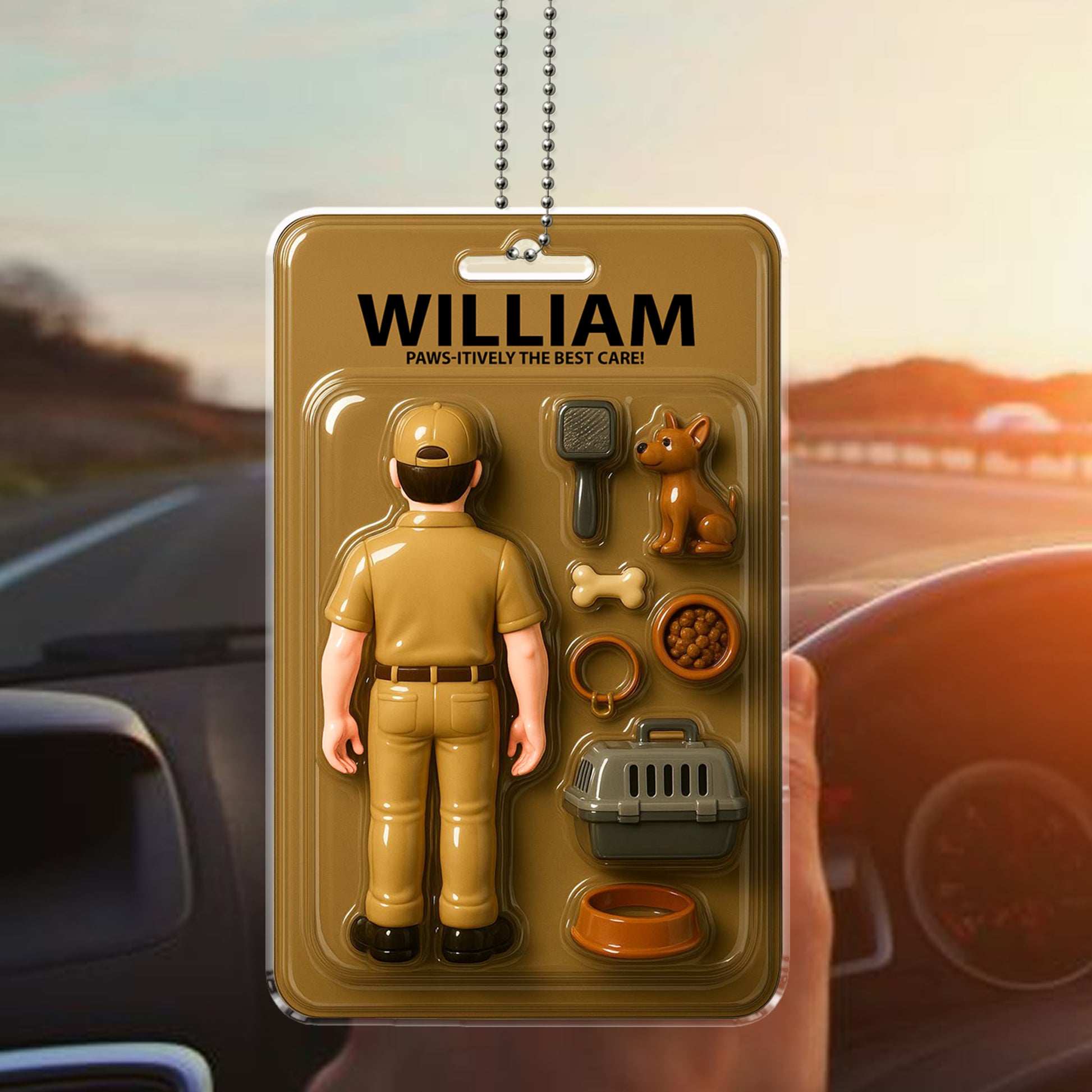 Custom Acrylic Car Ornament for Dog Dad – Personalized Pet Care Father’s Day Gift for Animal Lovers and Pet Care Professionals

