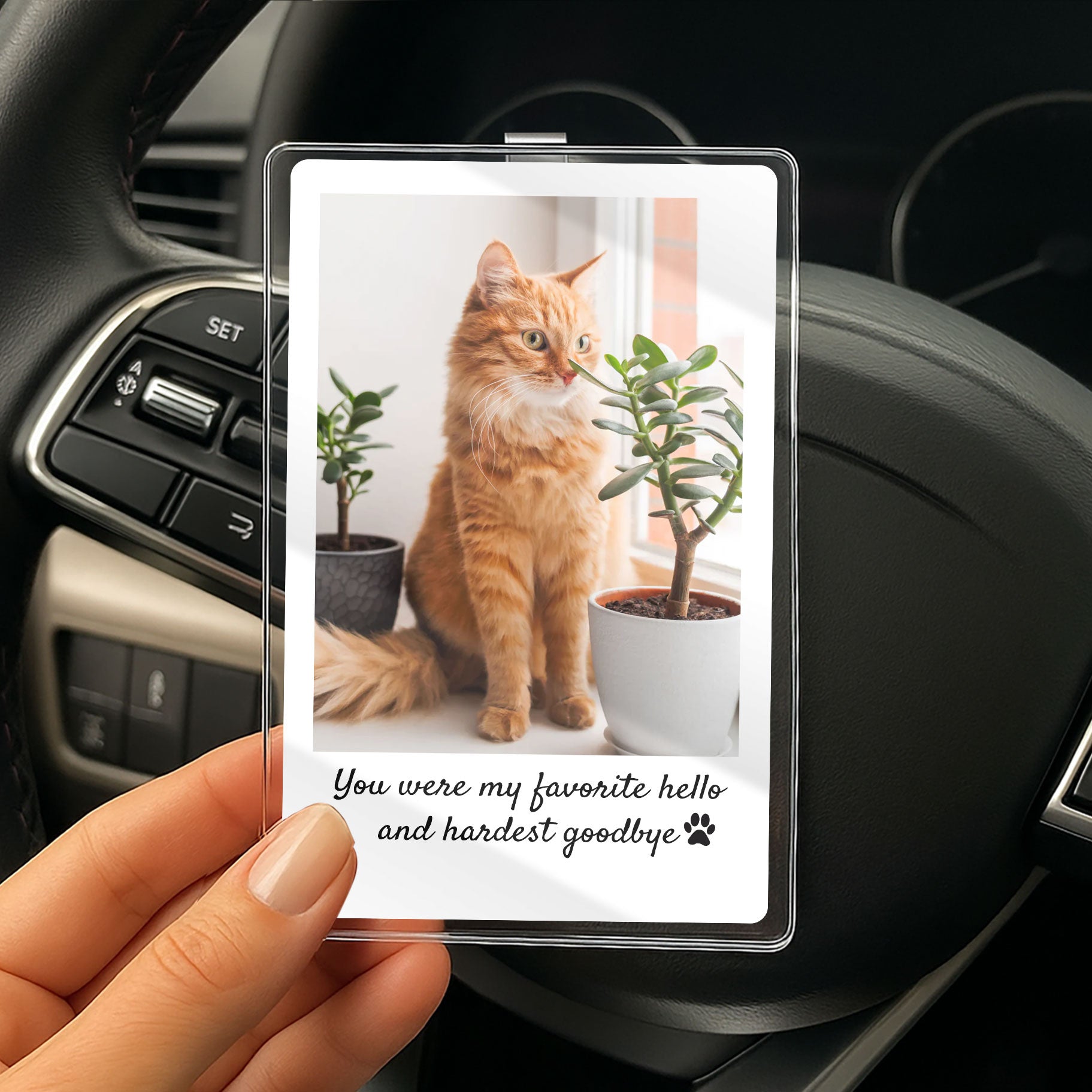 Custom Acrylic Pet Photo Car Visor Clip – In Loving Memory of Your Best Friend with Paws – Dog & Cat Lover Gift

