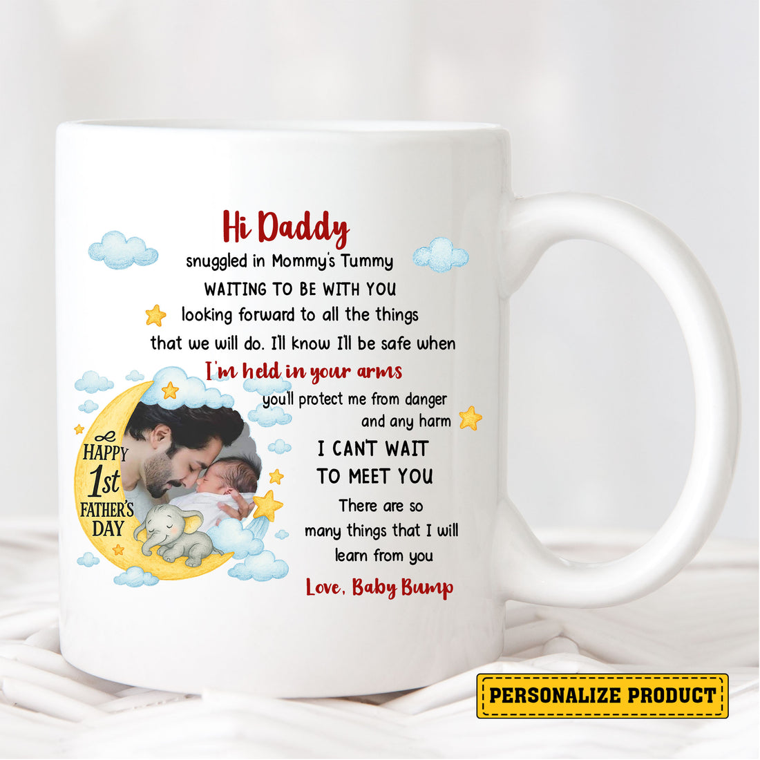 Personalized “Hi Daddy” Ceramic Mug from Baby Bump – Heartfelt First Father’s Day Gift for Expecting Dads to Celebrate Love, Fatherhood, and the Journey Ahead