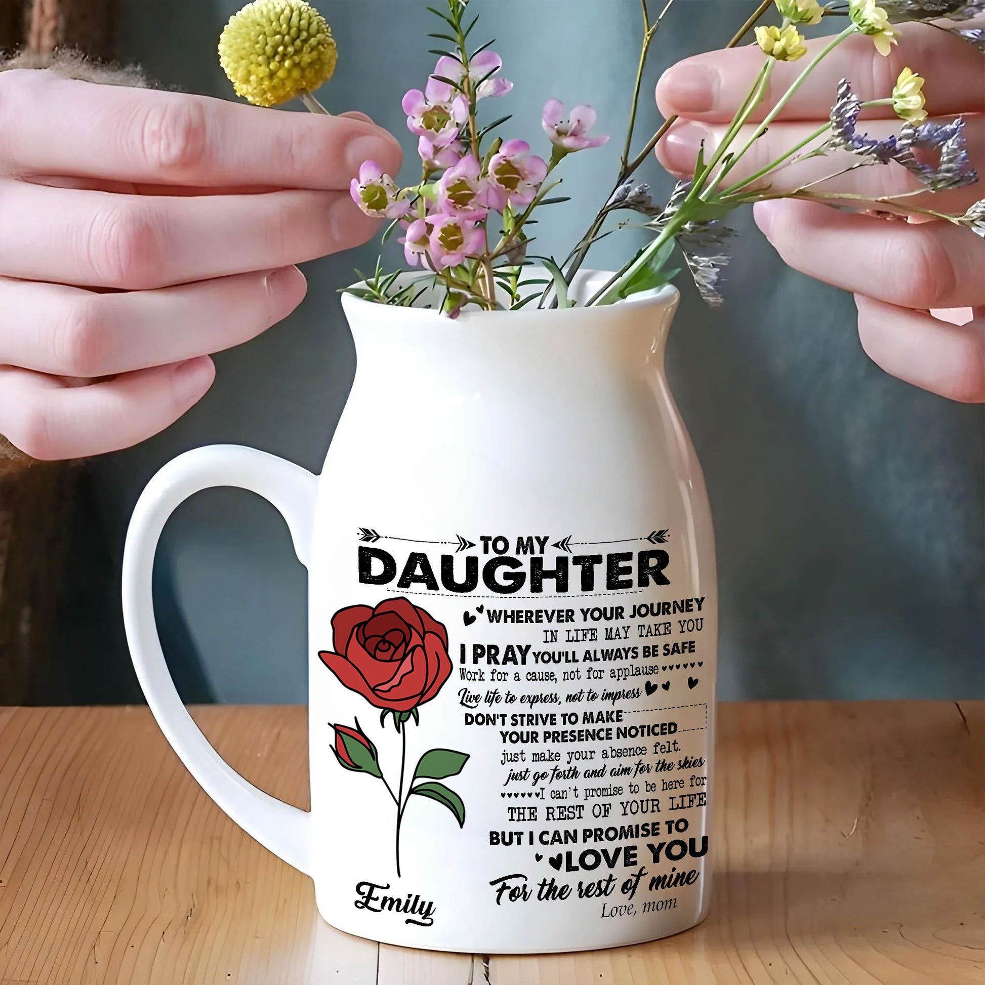 Custom Birth Flower Gift For Daughter Vase 
