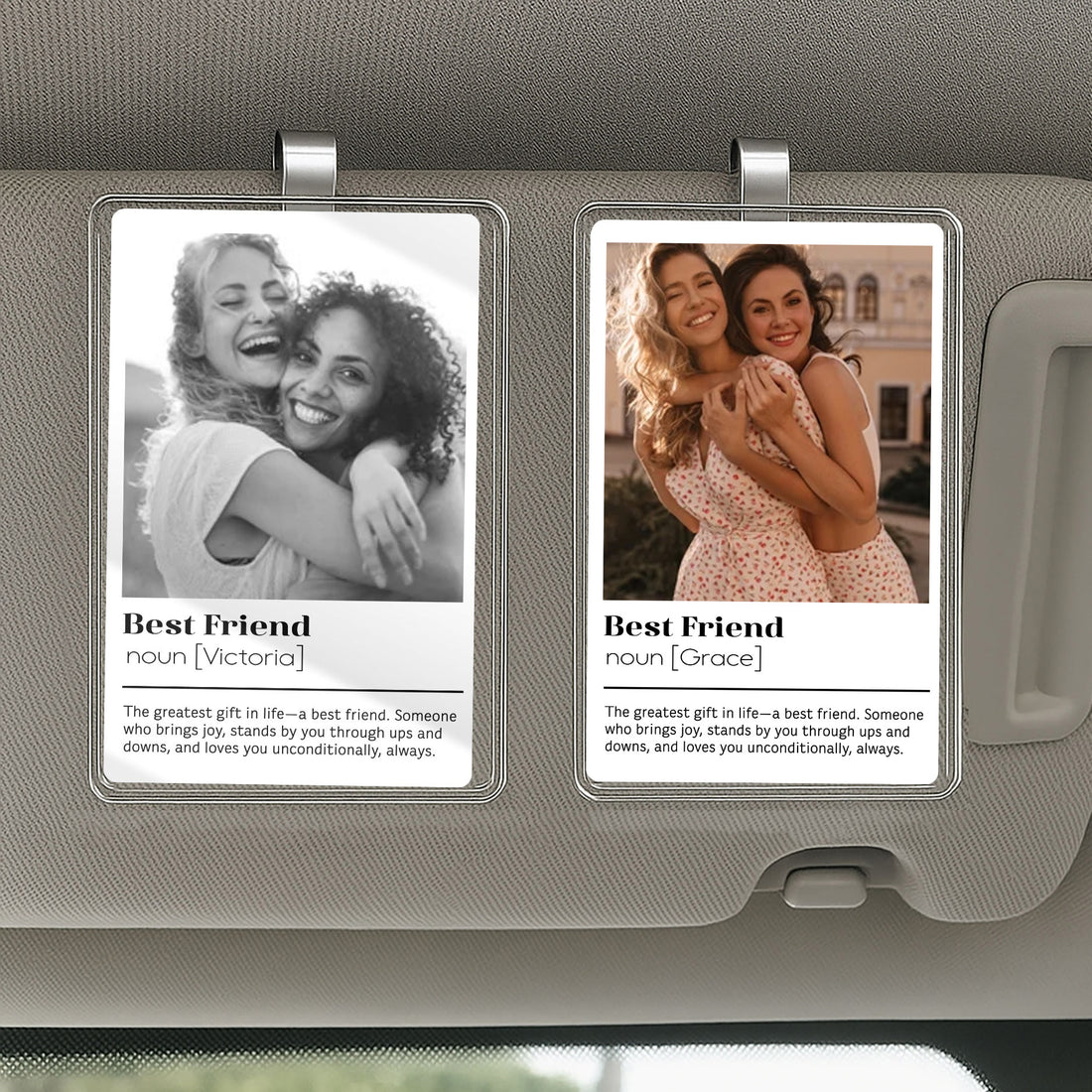 Custom Car Visor Clip for Best Friends – Personalized Gift for Her, Celebrating Unbreakable Bonds on Every Drive

