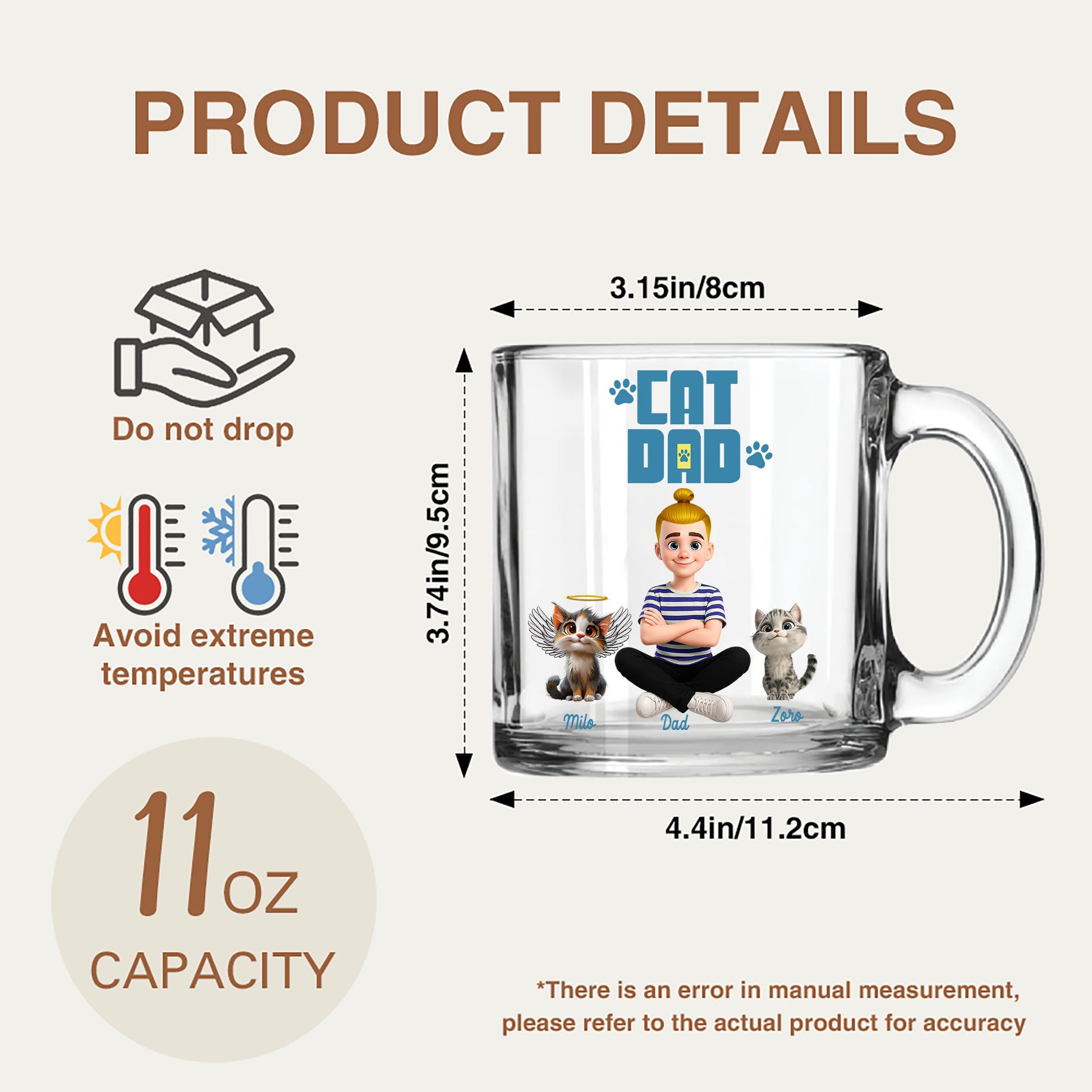 Custom Cat Dad Gift Mug - Personalized with Cat & Owner Names
