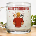 Custom Cat Dad Glass Mug: Personalize with Owner & Pet Names! A Unique & Elegant Keepsake Gift for Any Cat Lover
