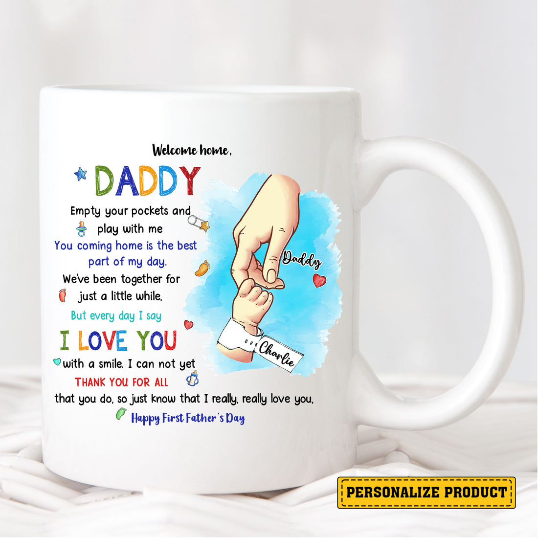 Personalized Welcome Home Daddy Mug from Baby – Celebrate a First Father’s Day with a Thoughtful Ceramic Gift for New Dads Starting Their Journey into Fatherhood