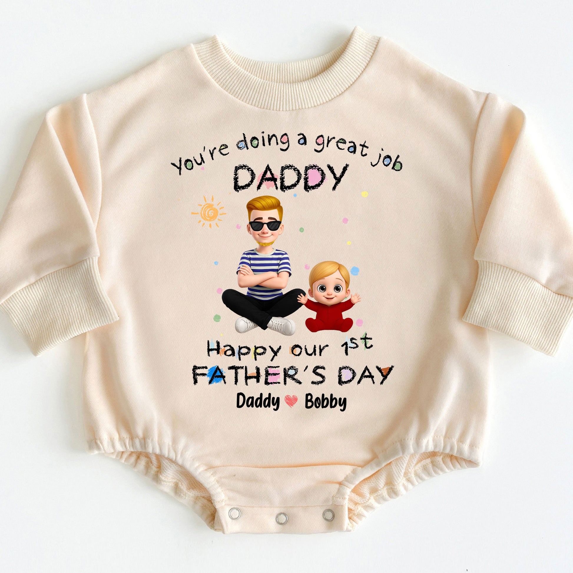 Custom Character First Father's Day Gift for New Dad - Baby Bodysui