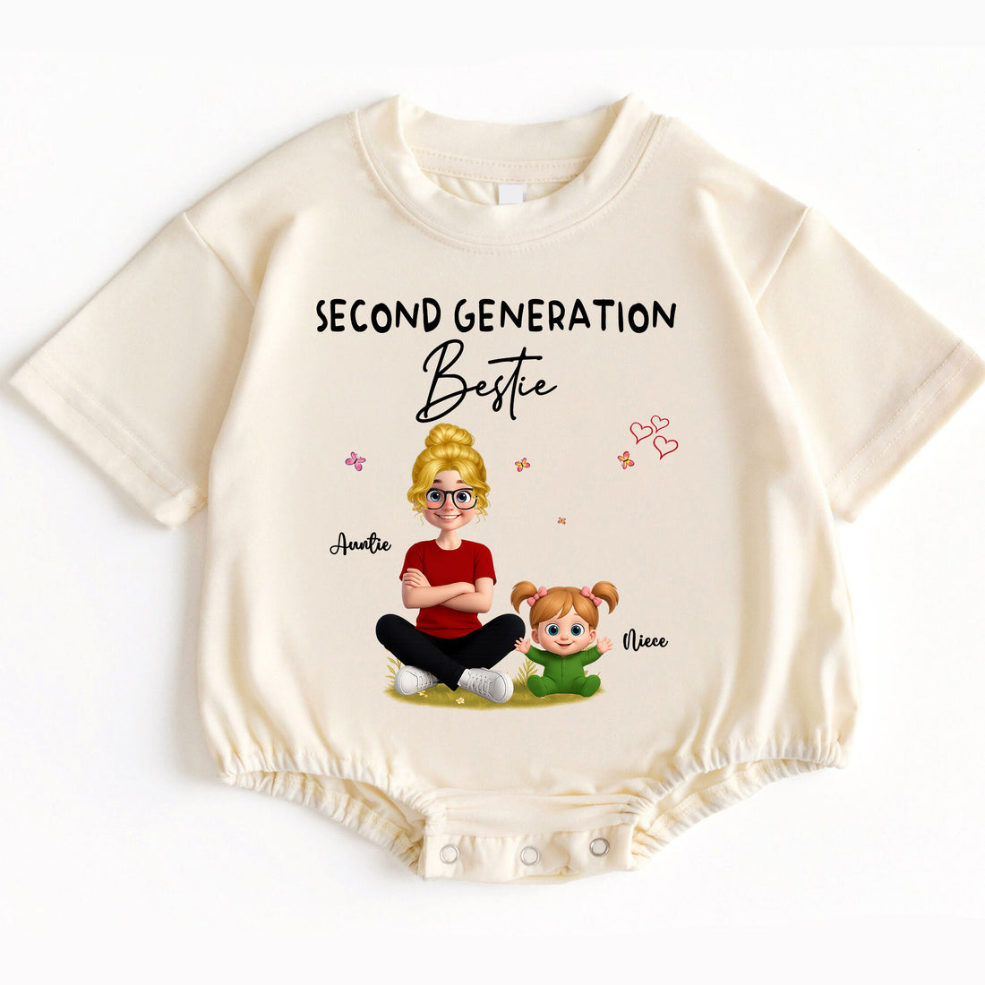 Personalized Auntie and Niece Gift Baby Onesie - "Second Generation Bestie"