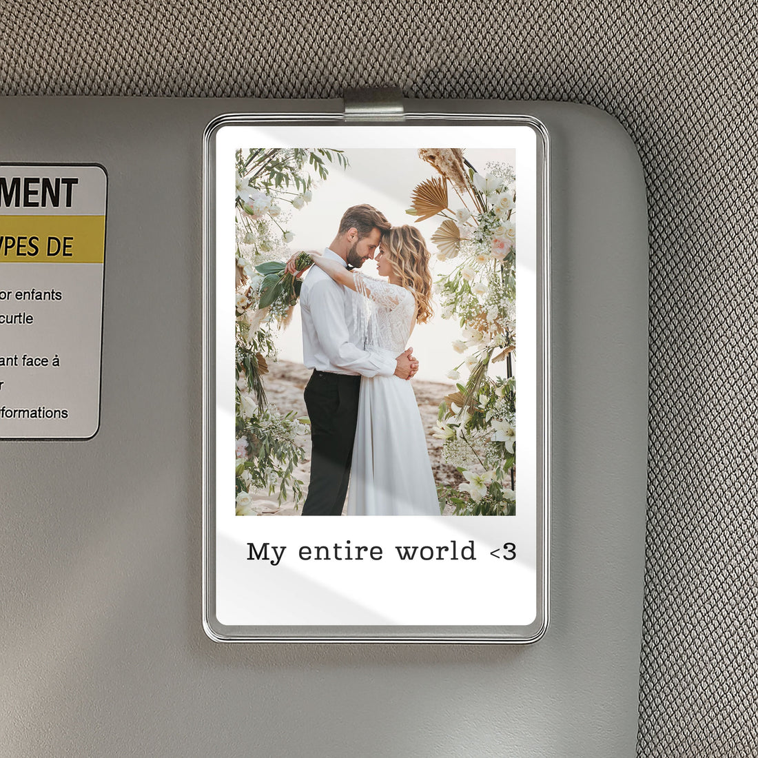 Drive Safe Romantic Gift – Personalized Car Visor Clip for Boyfriend or Girlfriend with Custom Photo and Sweet Message

