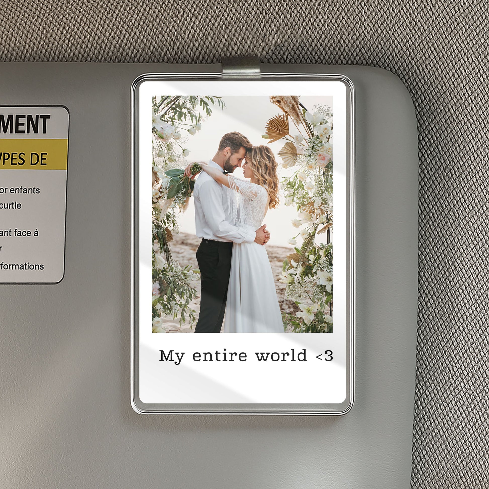 Custom Couple Gift – Personalized Car Visor Clip with Photo & Quote for Valentine's Day, Anniversary, or Daily Love Reminder