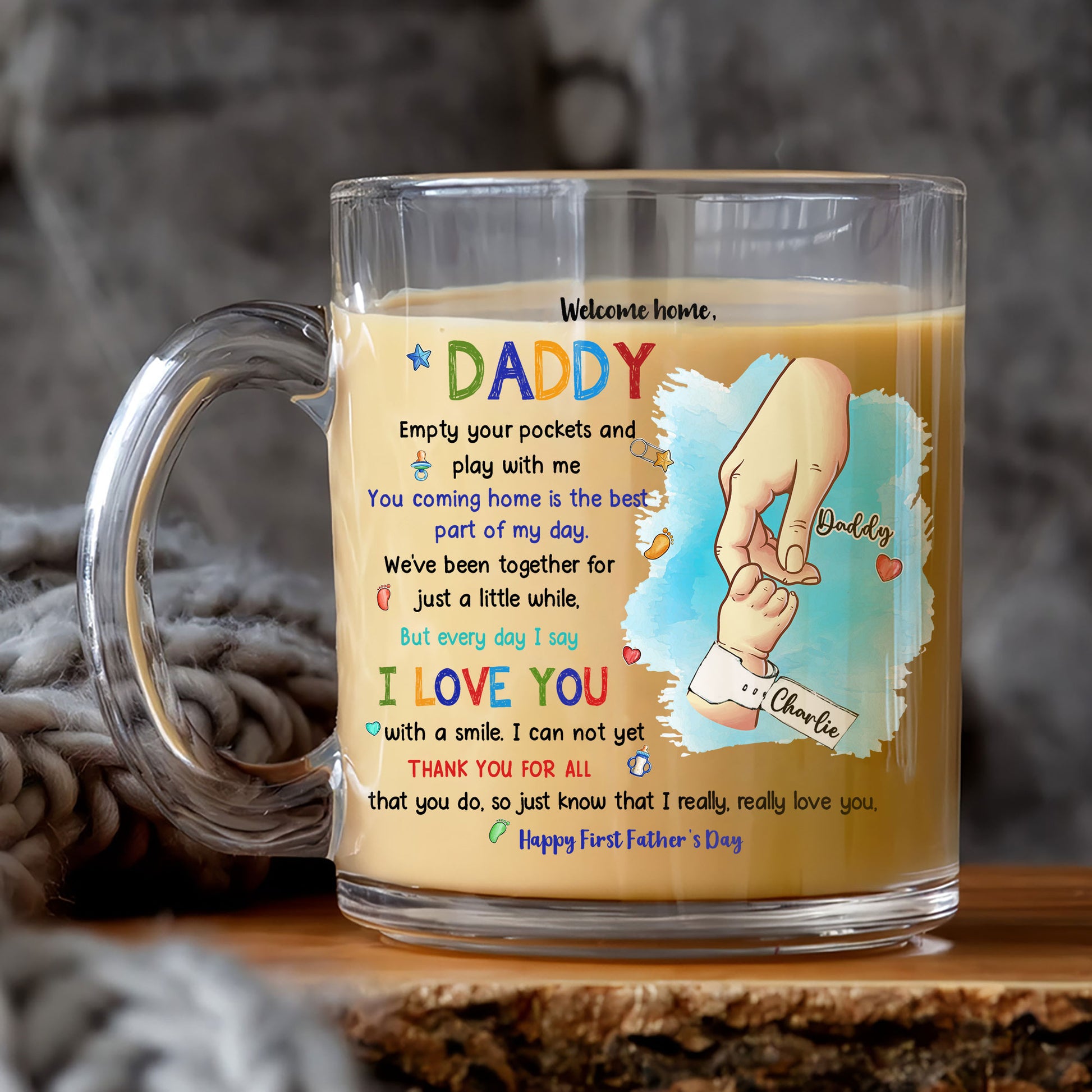 Custom Dear Daddy Mug for First-Time Dads – Heartfelt Message from Baby – Perfect for Happy Father’s Day Gift and New Dad Life