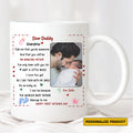 Custom Dear Daddy Mug for Happy First Father’s Day – Personalized Baby Gift with Picture and Sweet Poem – Ceramic Coffee Cup for New Dad Life Moments

