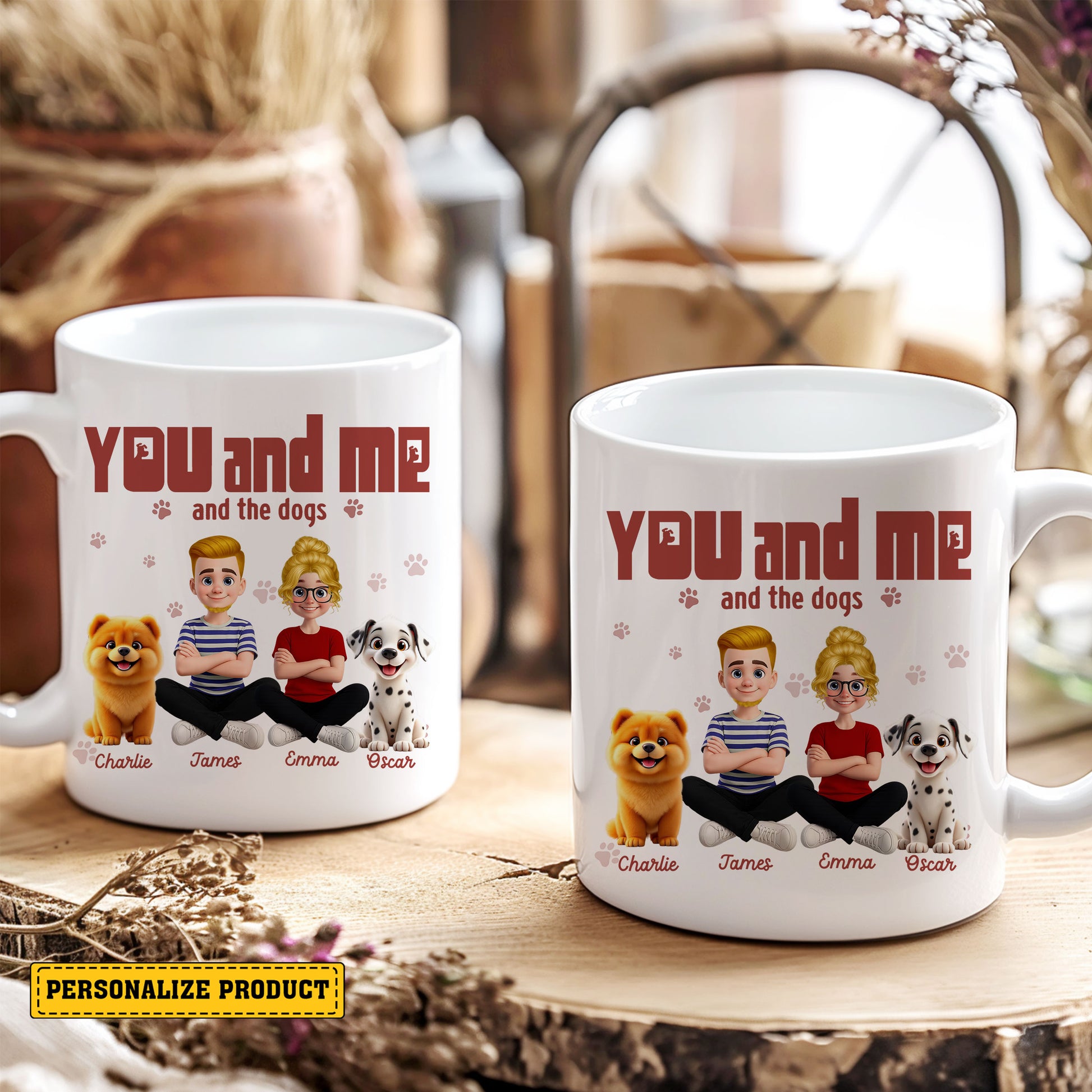 Custom Dog Lover Mug – Ceramic Gift for Dog Moms, Dog Dads, and Couples Who Share Their Hearts and Home with Dogs
