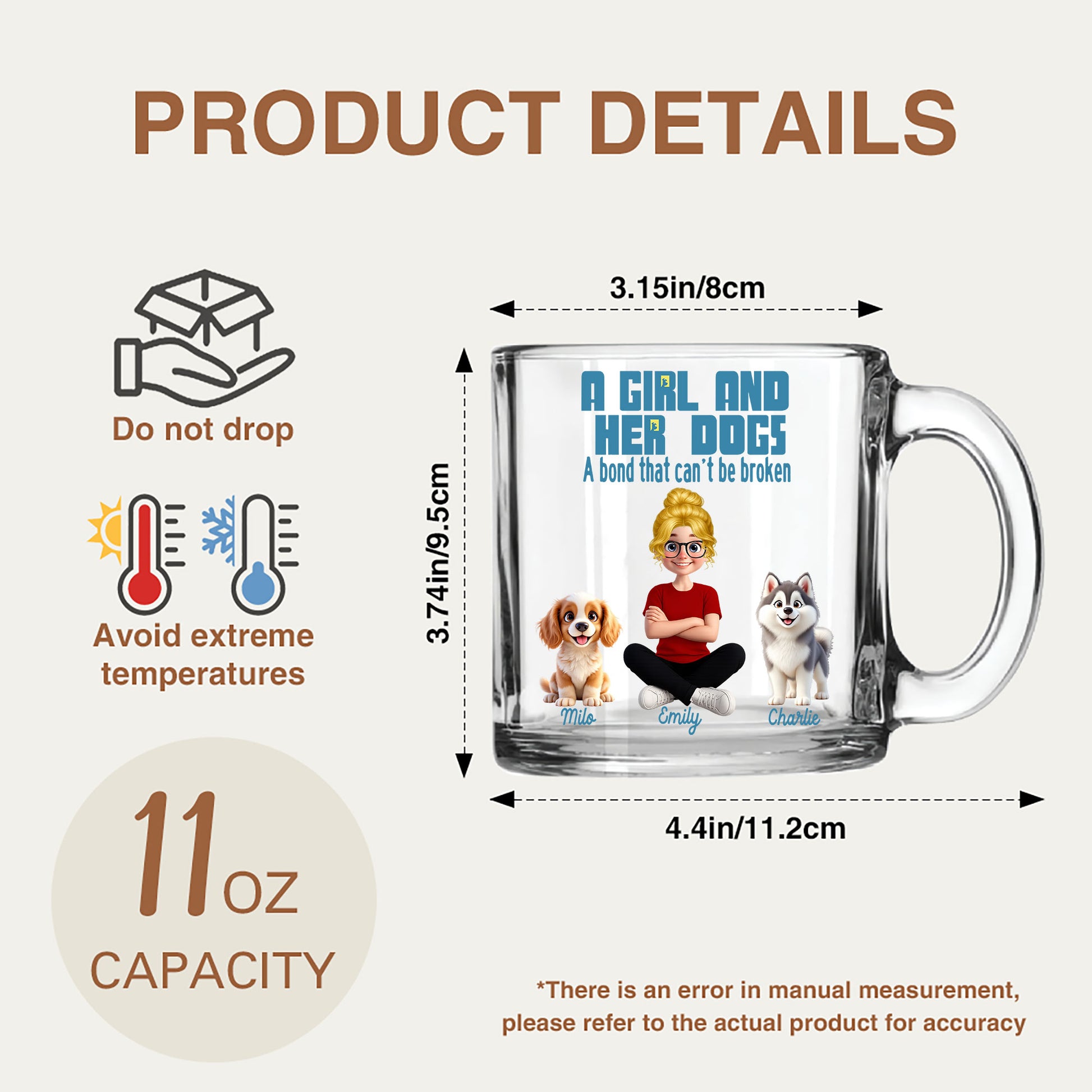 Custom Dog Mom Glass Mug: Featuring You and Your Pawsome Companions!
