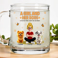 Custom Dog Mom Glass Mug: Personalize with Girl & Dogs' Names! 