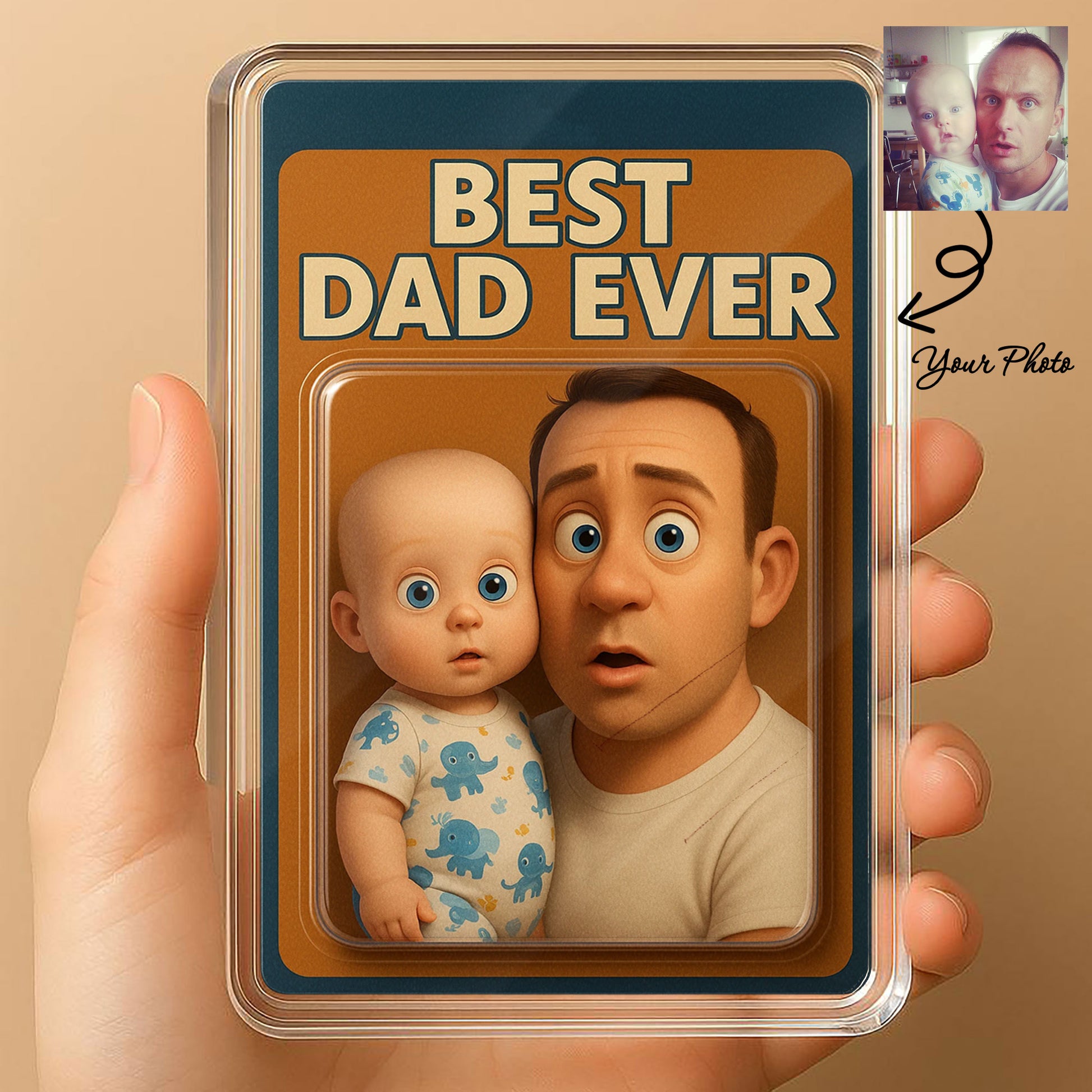 Custom Father's Day Gift for Dad - "Best Dad Ever" Photo Desk Plaque