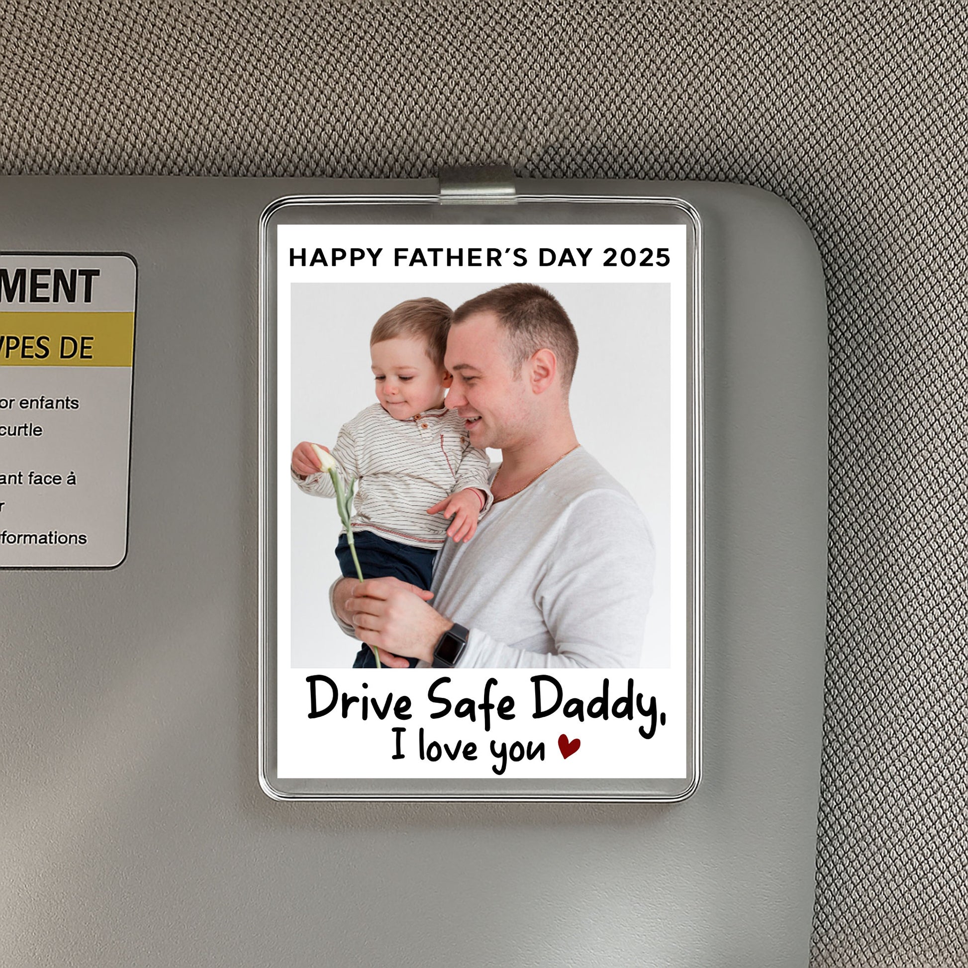 Custom Father's Day Photo Car Visor Clip – Drive Safe Daddy Gift from Kids – Personalized Acrylic Car Accessory for Dad’s Rearview or Sun Visor

