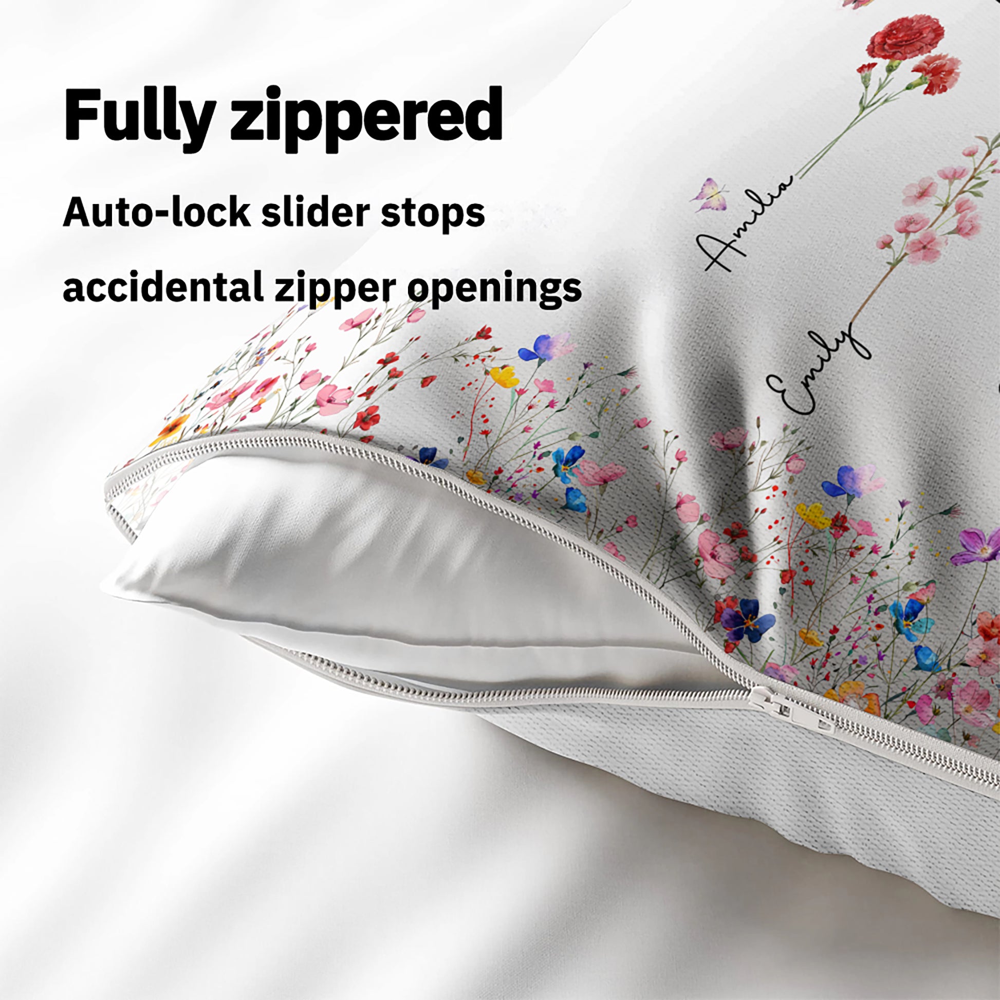 Custom First Mom Now Grandma Pillow with Grandchild's Birth Flower

