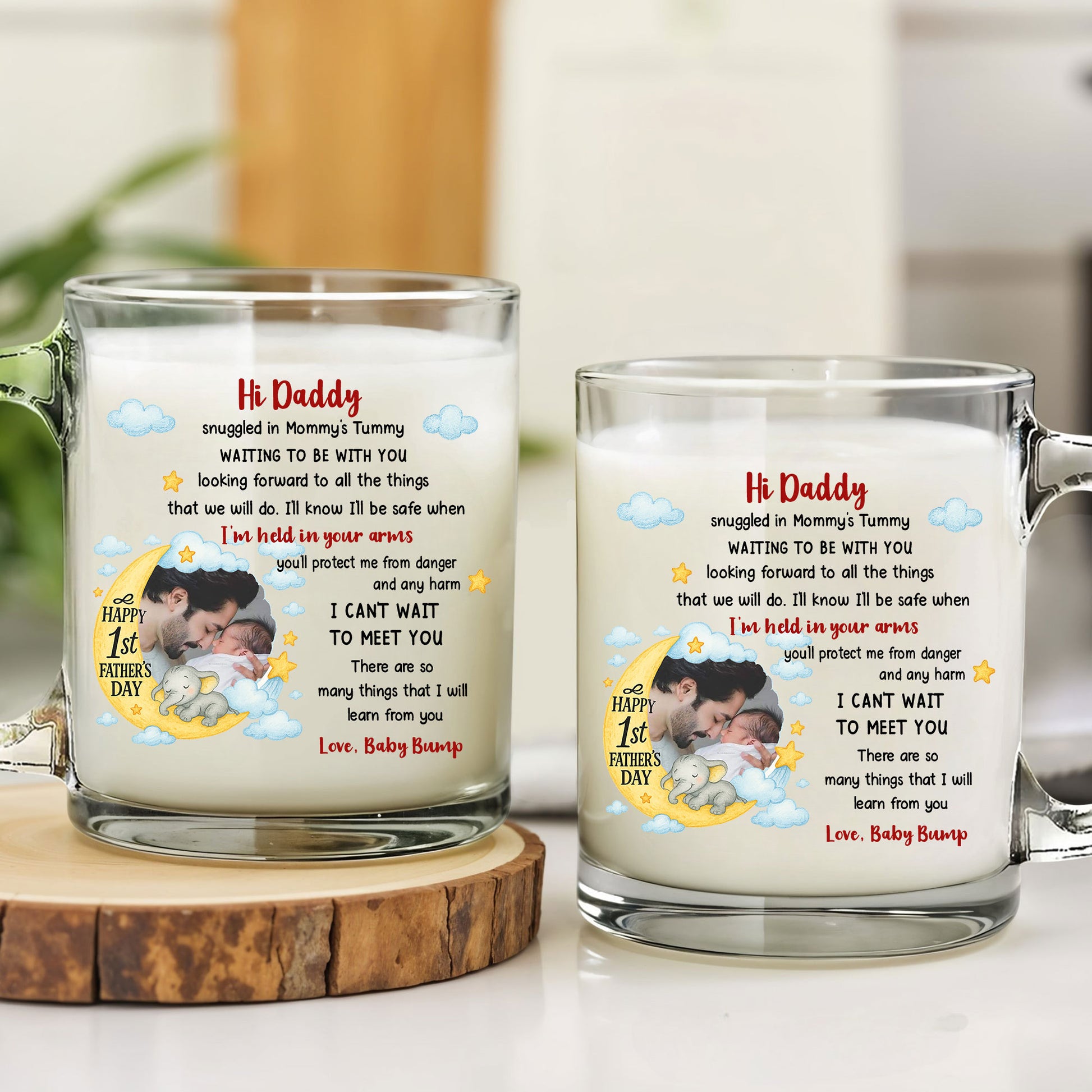 Custom Glass Mug for New Dads – Dear Daddy from Baby in Tummy – Heartfelt Happy Father’s Day Gift for Expecting Fathers

