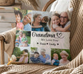 Custom Grandma We Love You Pillow as a Birthday Gift with Grandchild's Name and Birth Flower
