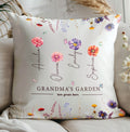 Custom Grandma's Garden Pillow as a Birthday Gift with Grandchild's Name and Birth Flower