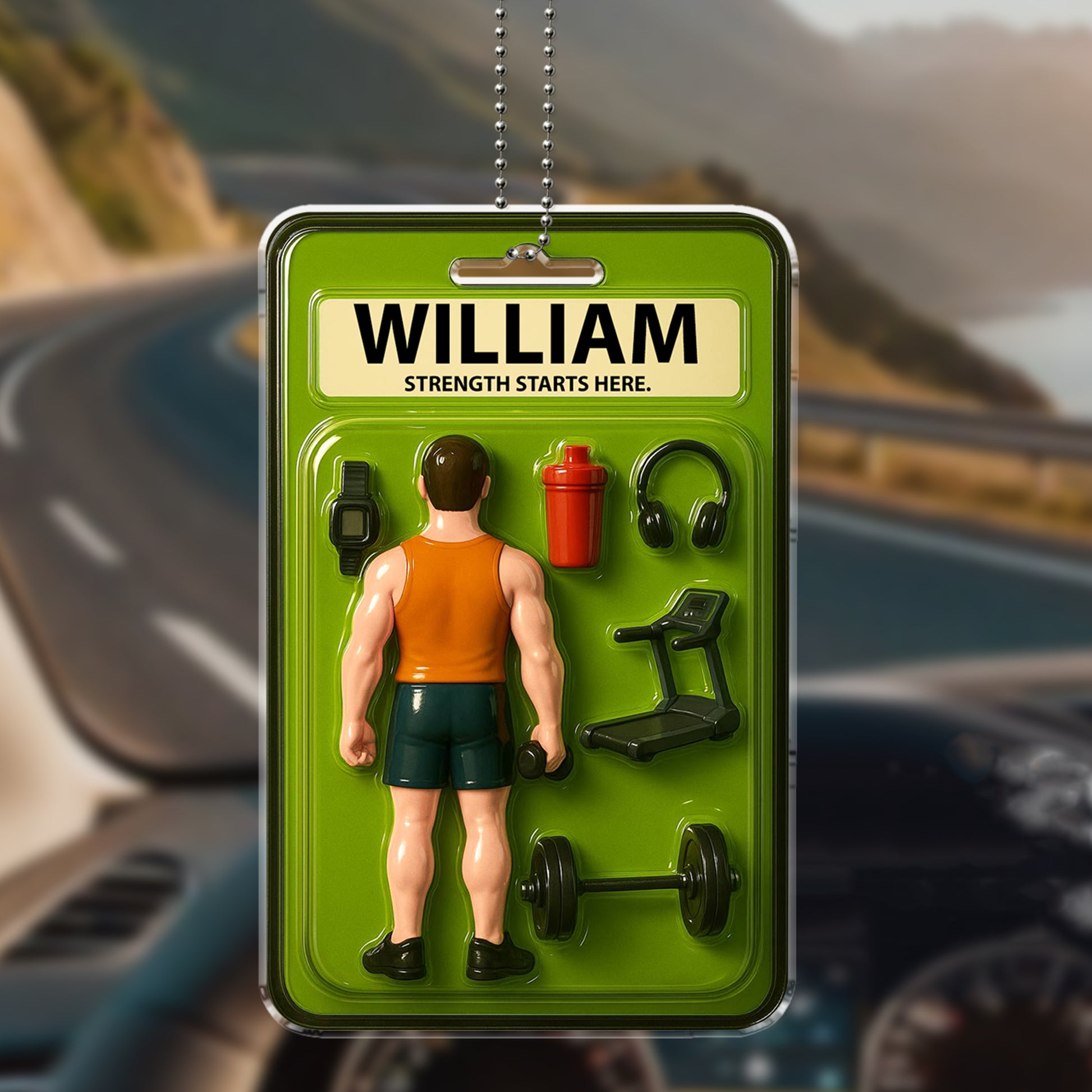 Custom Gym Dad Acrylic Ornament – Personalized Car Mirror Decor for Fit Dads – Father’s Day Gift for Workout and Fitness Lovers

