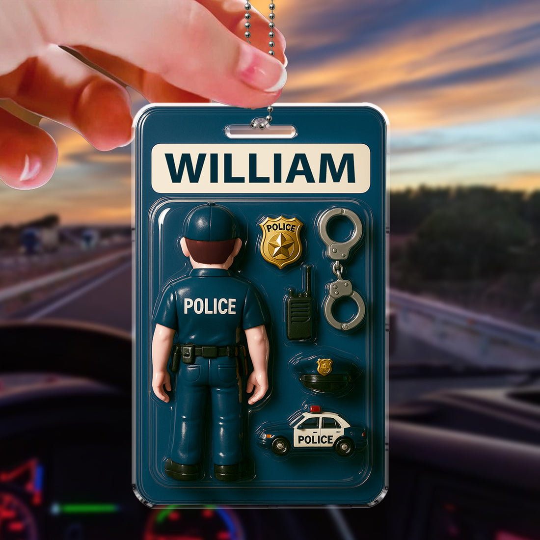 Custom Law Enforcement Car Ornament for Dad – Personalized Police Officer Acrylic Gift for Father’s Day – Perfect for Rearview Mirror

